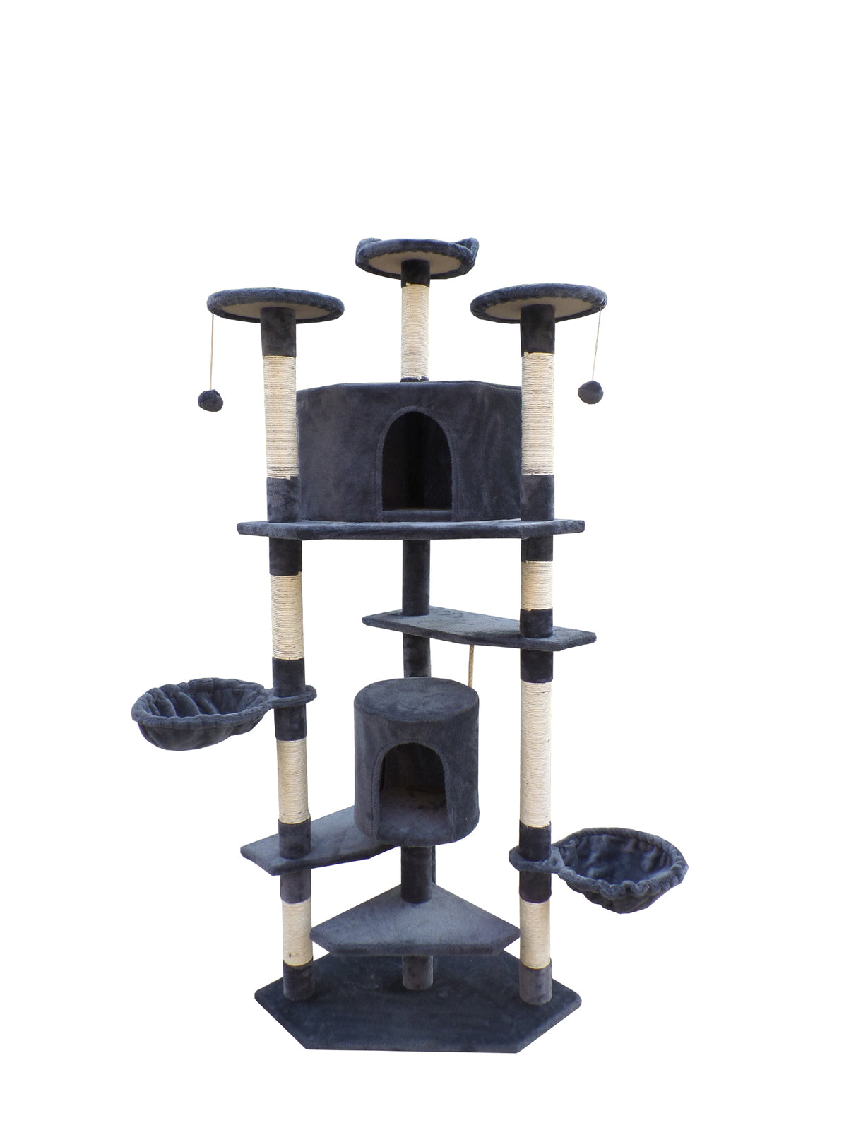 YES4PETS 200 cm Cat Scratching Post Tree Scratcher Corner Tower Furniture- Grey-Cat Trees-PEROZ Accessories