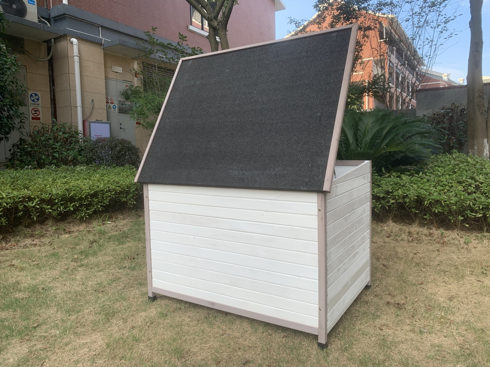 YES4PETS XXL Timber Pet Dog Kennel House Puppy Wooden Timber Cabin With Stripe White-Pet Care > Dog Supplies-PEROZ Accessories