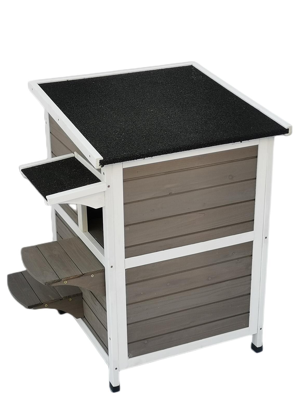 YES4PETS 2 Story Cat Shelter Condo with Escape Door Rainproof Kitty House-Pet Care > Cat Supplies-PEROZ Accessories