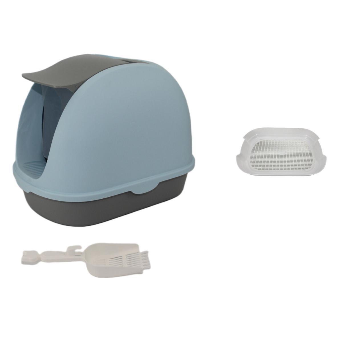 YES4PETS Portable Hooded Cat Toilet Litter Box Tray House with Handle and Scoop Blue-Pet Care > Cat Supplies-PEROZ Accessories