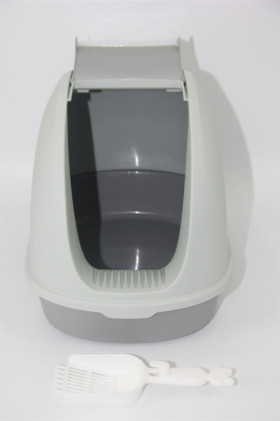 YES4PETS Portable Hooded Cat Toilet Litter Box Tray House with Handle and Scoop Grey-Pet Care > Cat Supplies-PEROZ Accessories
