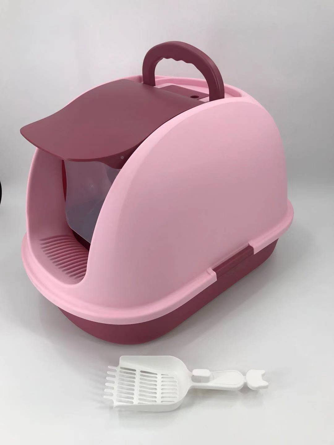 YES4PETS XL Portable Hooded Cat Toilet Litter Box Tray House with Charcoal Filter and Scoop Pink-Pet Care > Cat Supplies-PEROZ Accessories