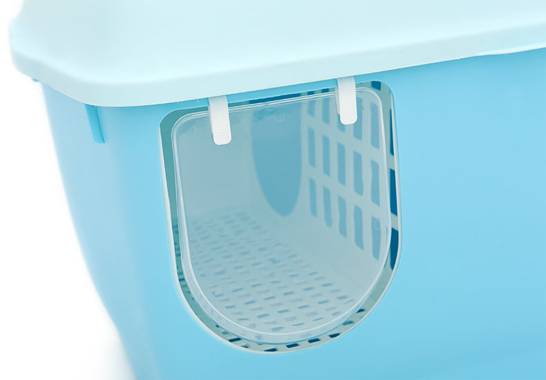 YES4PETS XL Portable Hooded Cat Toilet Litter Box Tray House with Handle and Scoop Blue-Pet Care > Cat Supplies-PEROZ Accessories