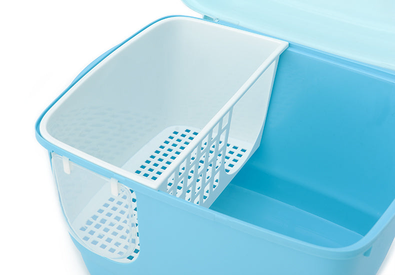 YES4PETS XL Portable Hooded Cat Toilet Litter Box Tray House with Handle and Scoop Blue-Pet Care > Cat Supplies-PEROZ Accessories