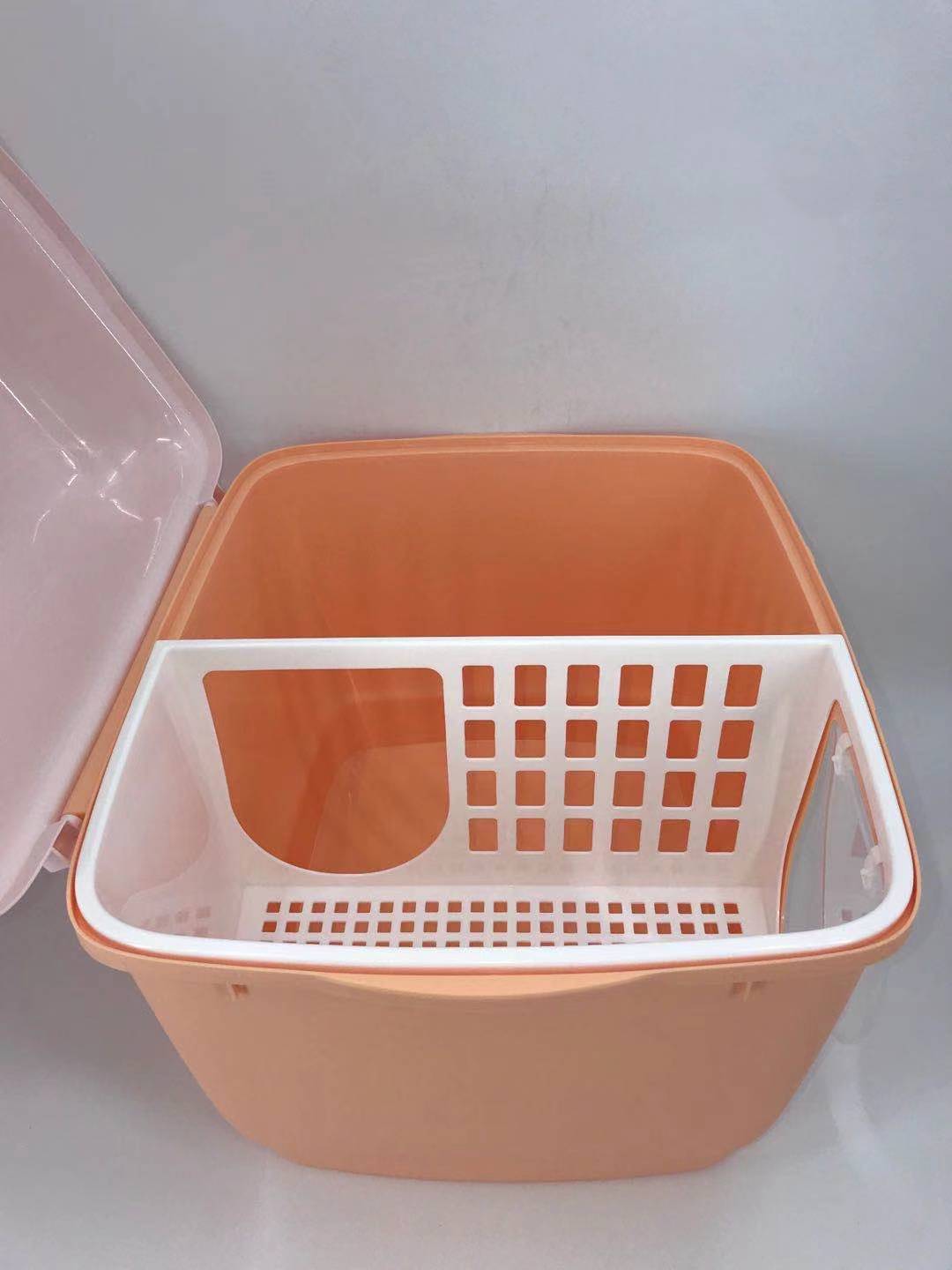 XL Portable Hooded Cat Toilet Litter Box Tray House with Handle and Scoop Orange-Pet Care > Cat Supplies-PEROZ Accessories