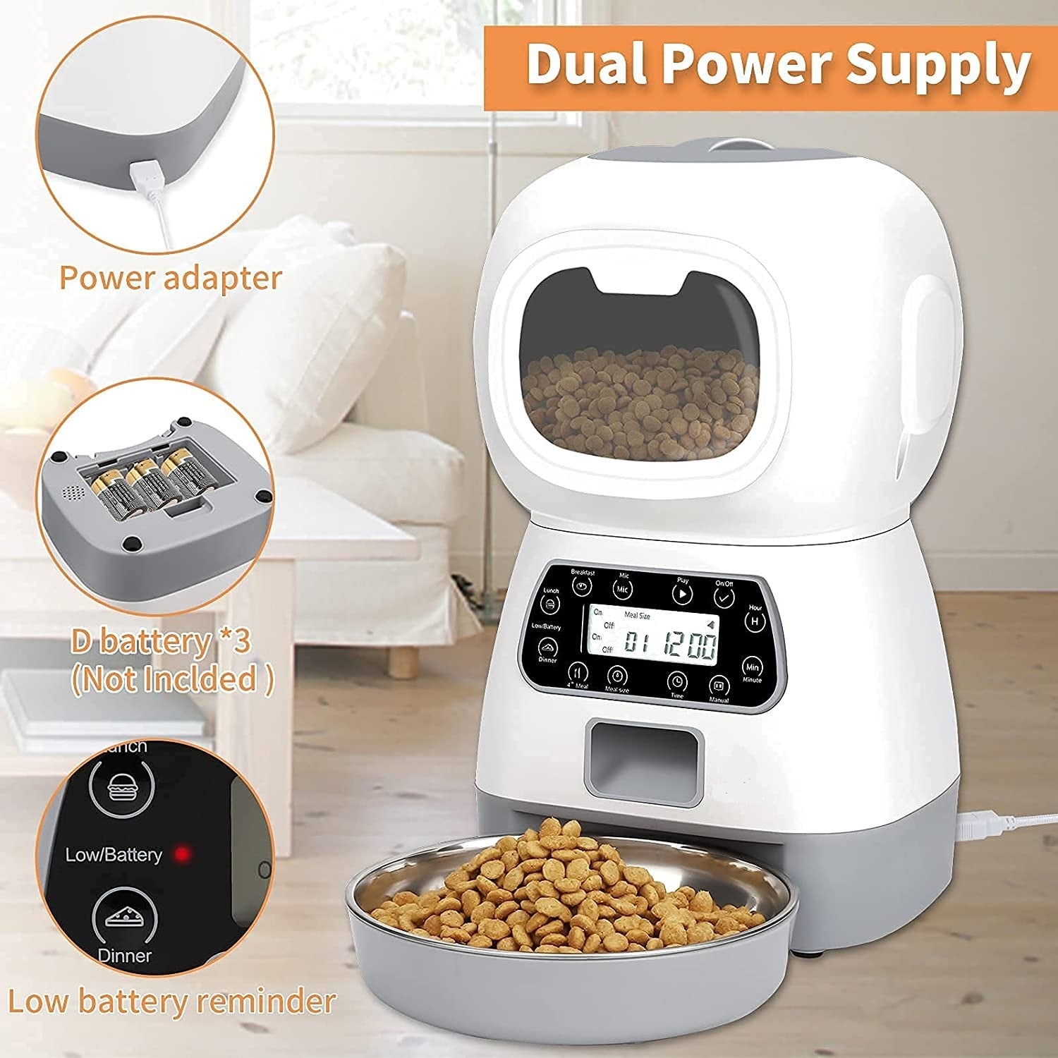 YES4PETS 3.5L Visible Automatic Digital Pet Dog Cat Feeder Food Bowl Dispenser-Pet Care > Dog Supplies-PEROZ Accessories