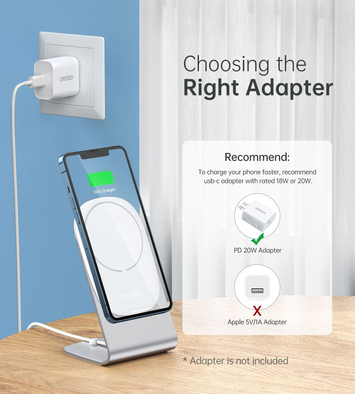 CHOETECH MIX00117SL Magasafe Fast Wireless Charger Stand Holder For iPhone 13/12 (H047+T517)-Chargers-PEROZ Accessories