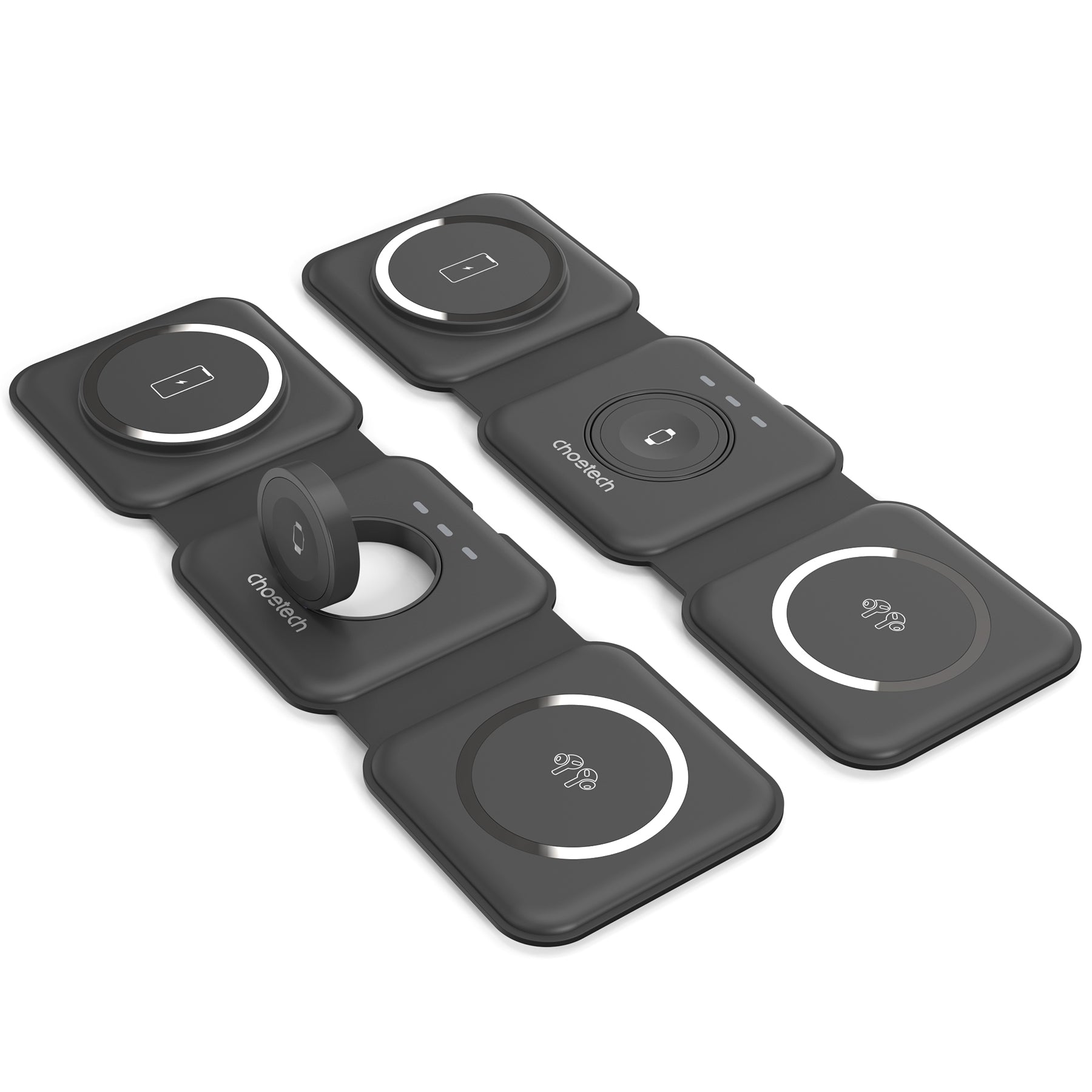 CHOETECH T588-F-BK 3-in-1 Foldable Fast Wireless Charger for Phone/Watch/Earphone-Electronics > Mobile Accessories-PEROZ Accessories
