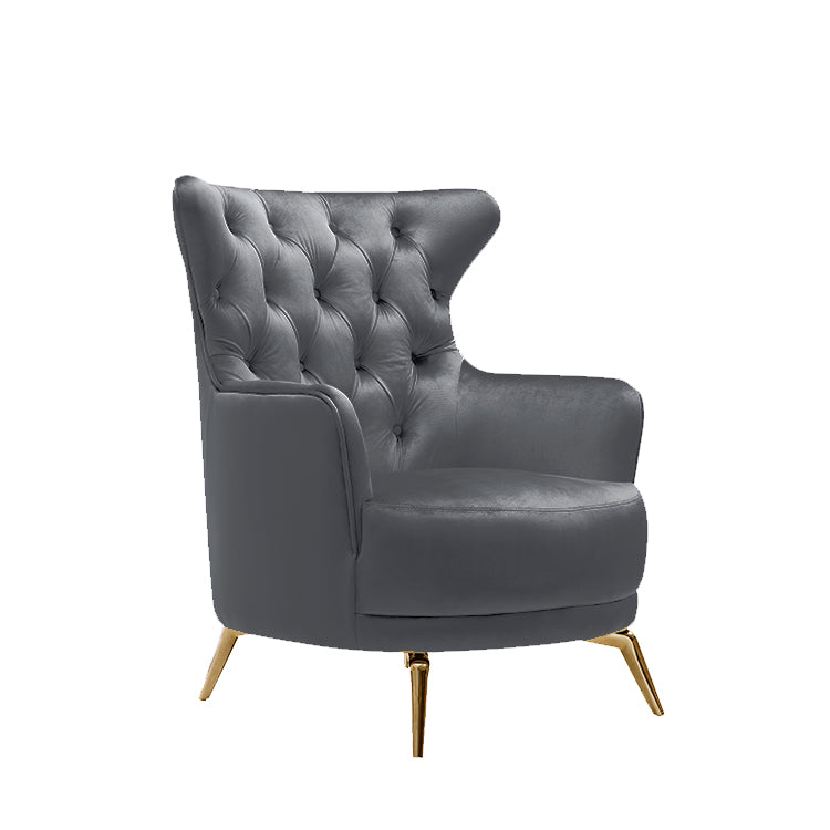 Grand Tufted Lounge - Dark Grey Velvet - Gold Legs-Furniture > Sofas-PEROZ Accessories