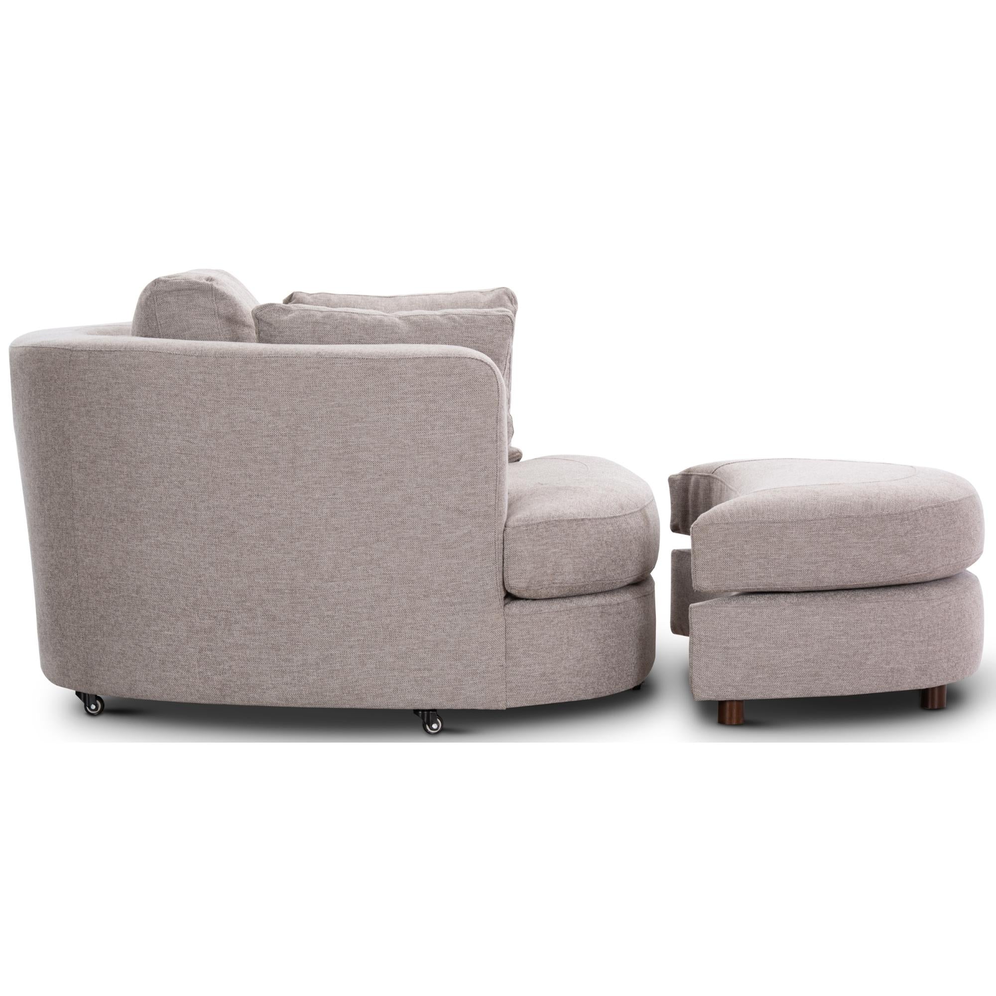 Sunshine Single Sofa Love Chair Fabric Swivel Armchair Ottoman Set - Steel-Furniture > Sofas-PEROZ Accessories