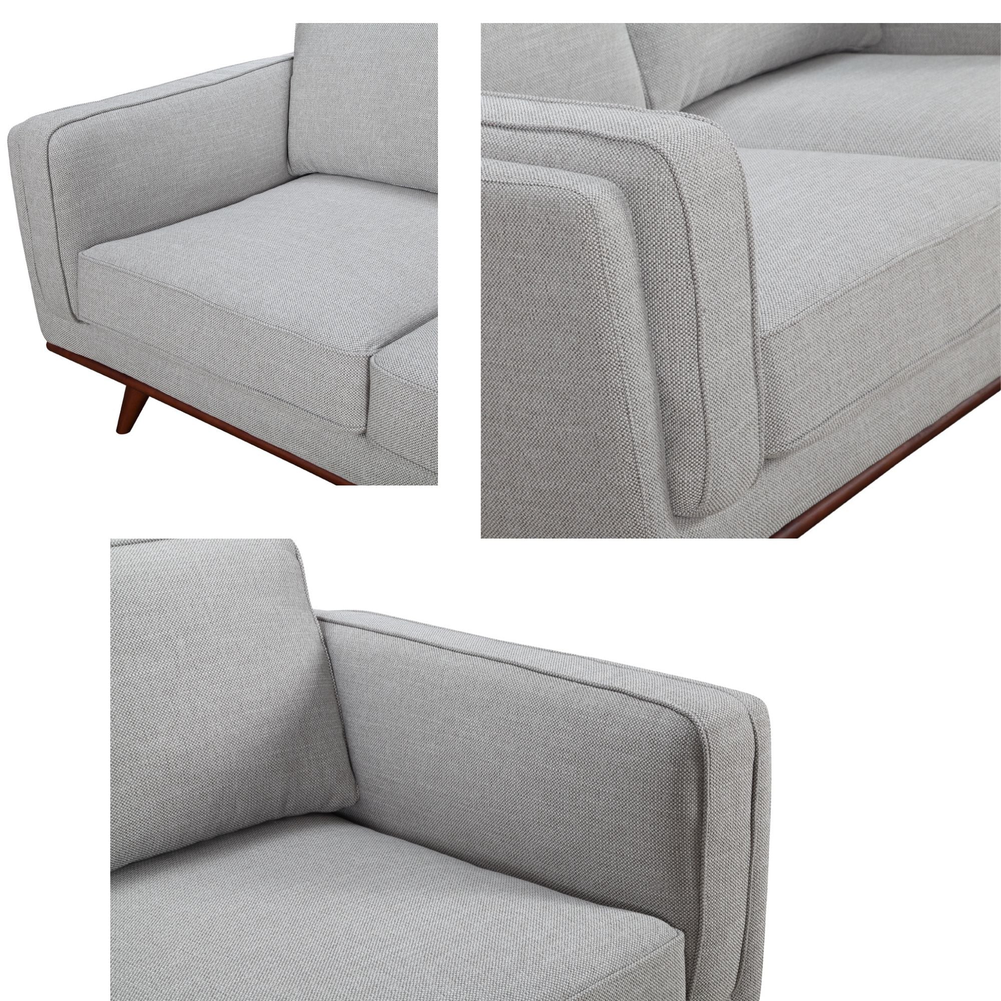 Petalsoft 2 + 3 Seater Sofa Set Fabric Uplholstered Lounge Couch - Grey-Furniture > Sofas-PEROZ Accessories