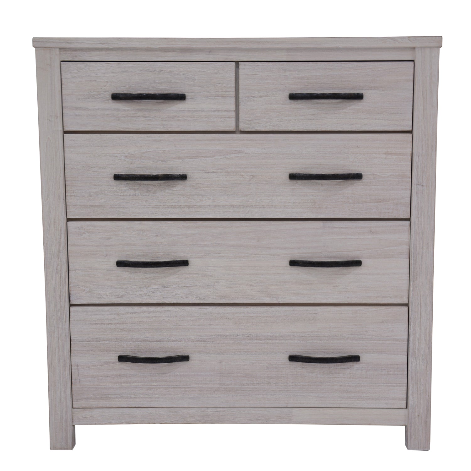 Foxglove Tallboy 5 Chest of Drawers Solid Ash Wood Bed Storage Cabinet - White-Furniture > Bedroom-PEROZ Accessories