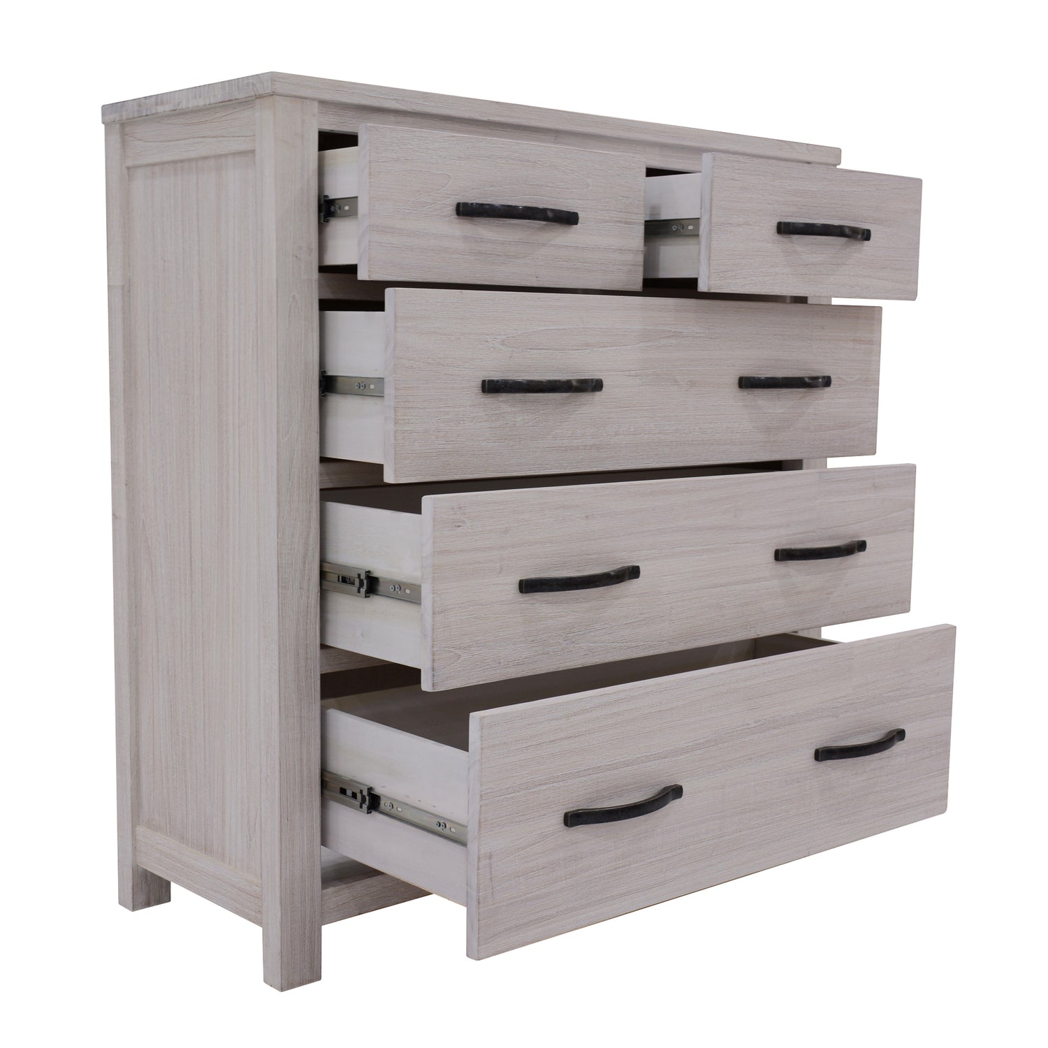 Foxglove Tallboy 5 Chest of Drawers Solid Ash Wood Bed Storage Cabinet - White-Furniture > Bedroom-PEROZ Accessories