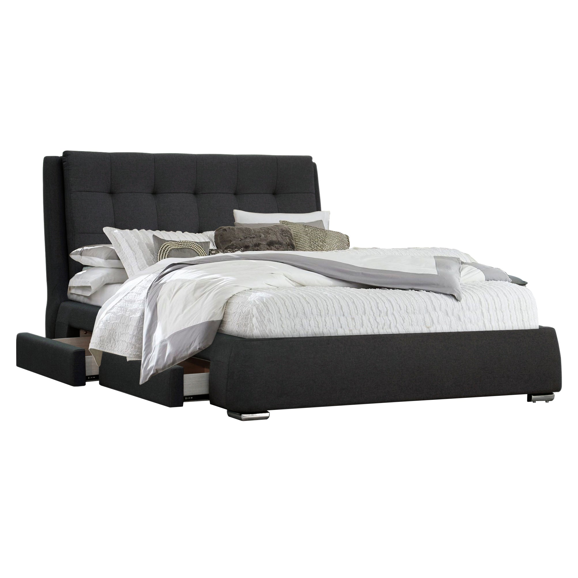 Kiama Queen Size Bed Frame Timber Mattress Base With Storage Drawers - Grey-Furniture > Bedroom-PEROZ Accessories