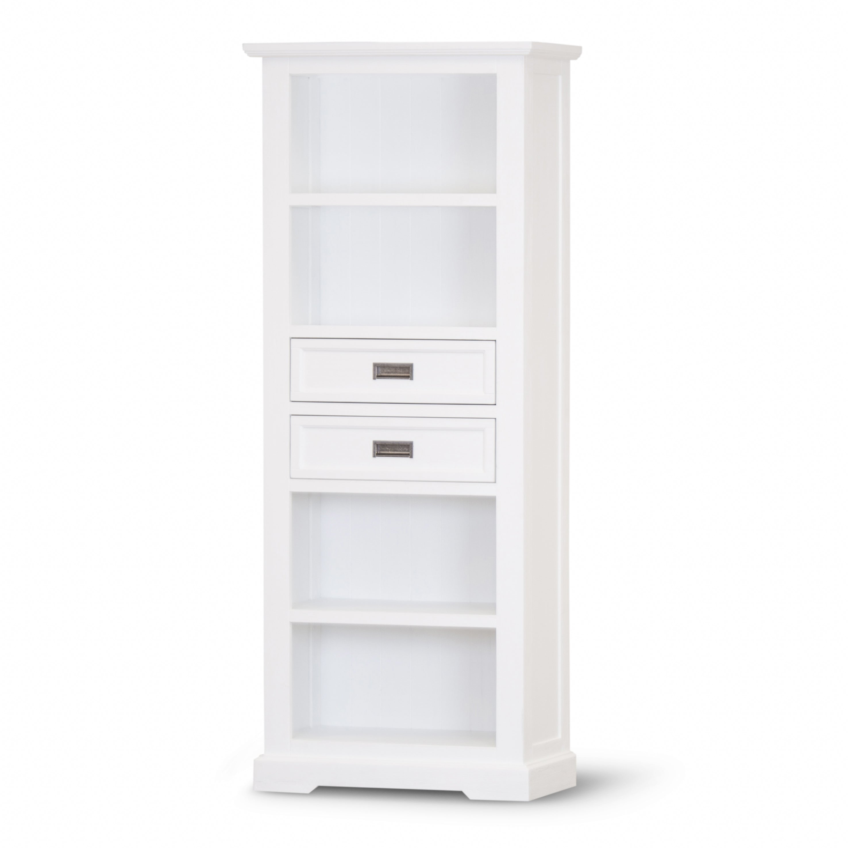 Laelia Bookshelf Bookcase 4 Tier Solid Acacia Wood Coastal Furniture - White-Bookcases &amp; Shelves-PEROZ Accessories