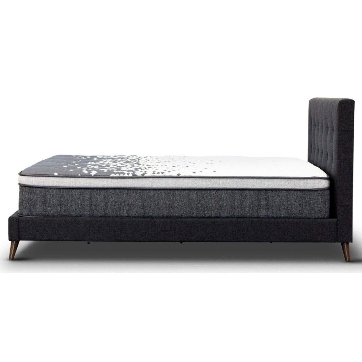 Volga Queen Bed Platform Frame Fabric Upholstered Mattress Base - Charcoal-Furniture > Bedroom-PEROZ Accessories