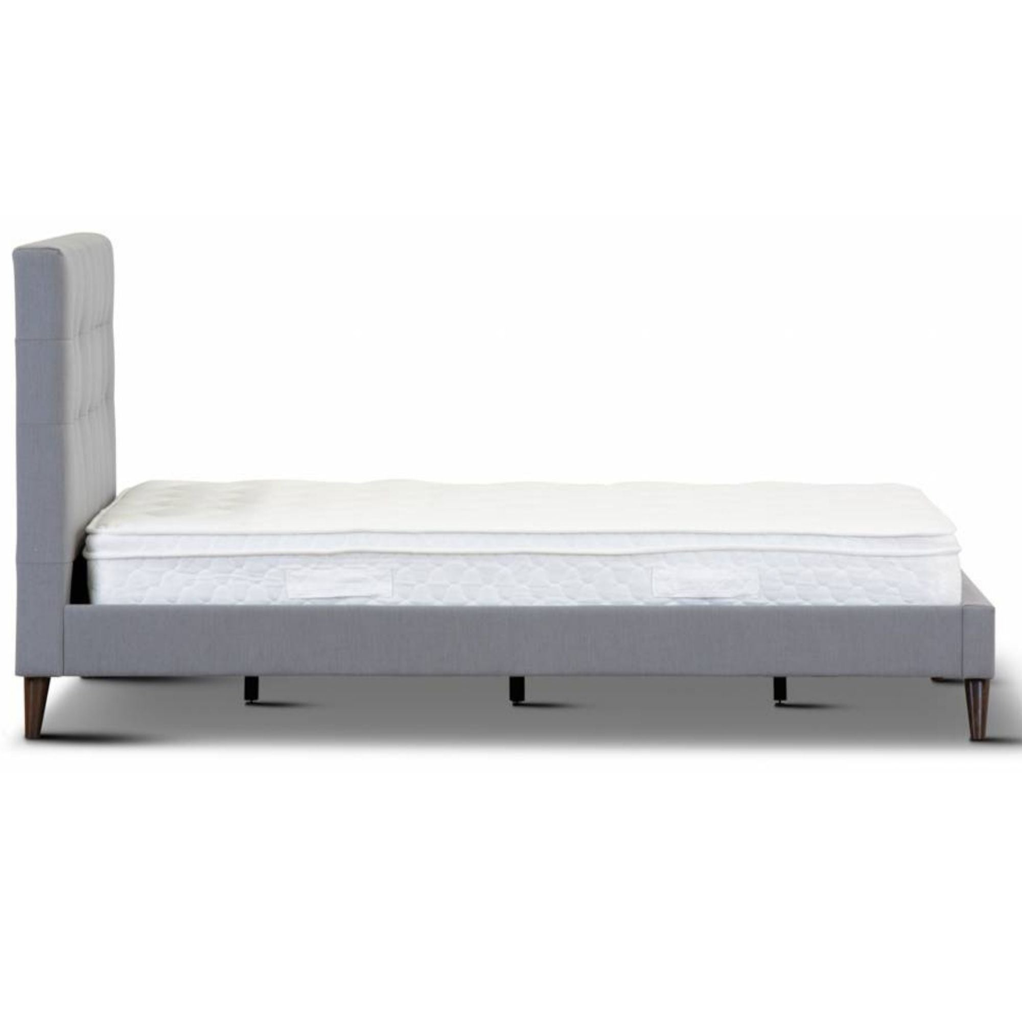 Volga Queen Bed Platform Frame Fabric Upholstered Mattress Base - Grey-Furniture > Bedroom-PEROZ Accessories