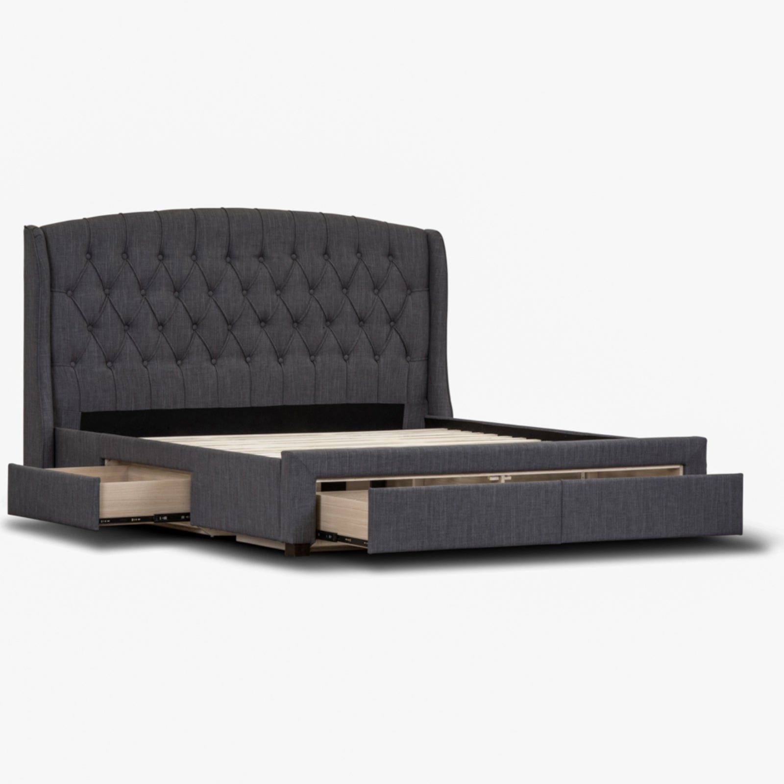 Honeydew King Size Bed Frame Timber Mattress Base With Storage Drawers - Grey-Furniture > Bedroom-PEROZ Accessories