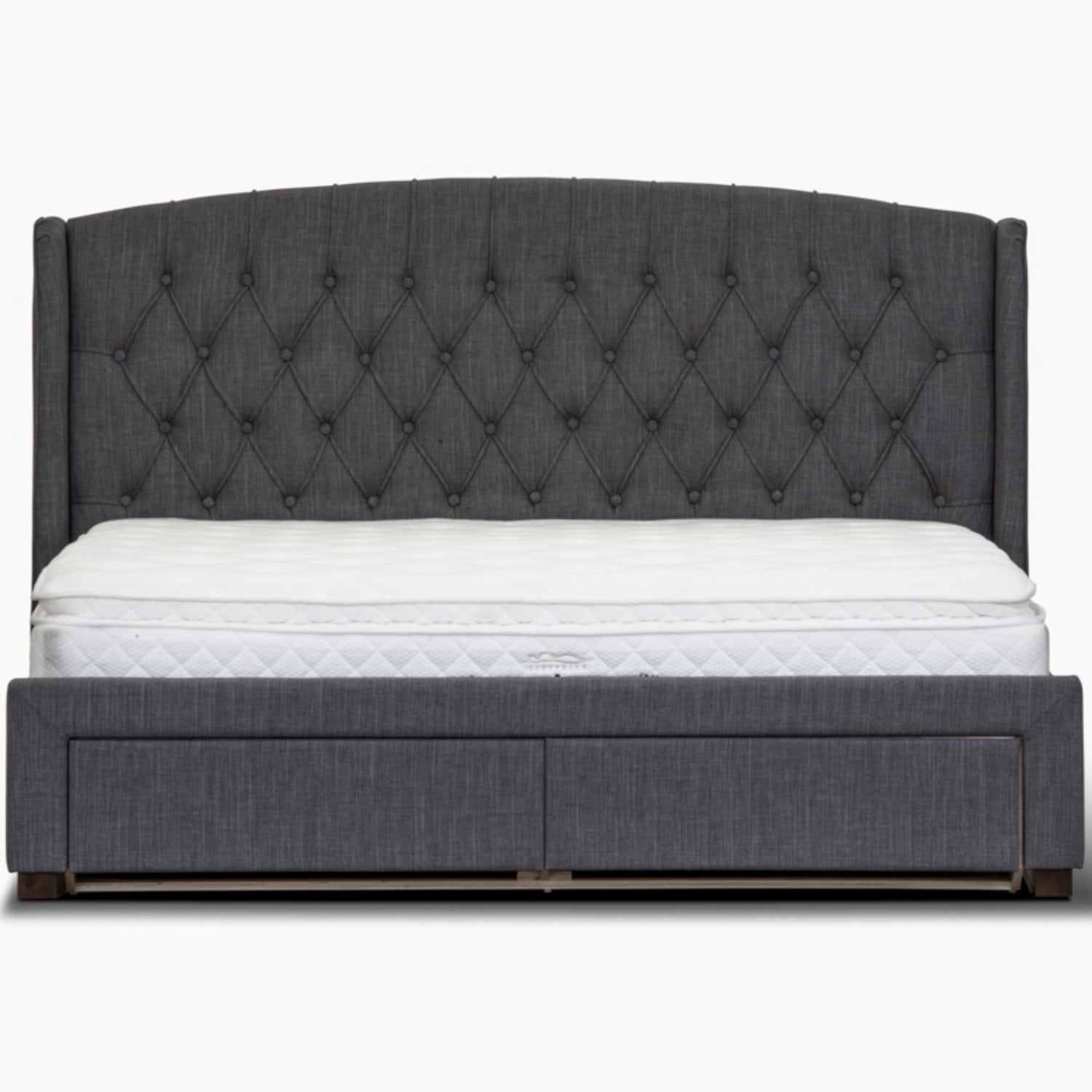 Honeydew King Size Bed Frame Timber Mattress Base With Storage Drawers - Grey-Furniture > Bedroom-PEROZ Accessories