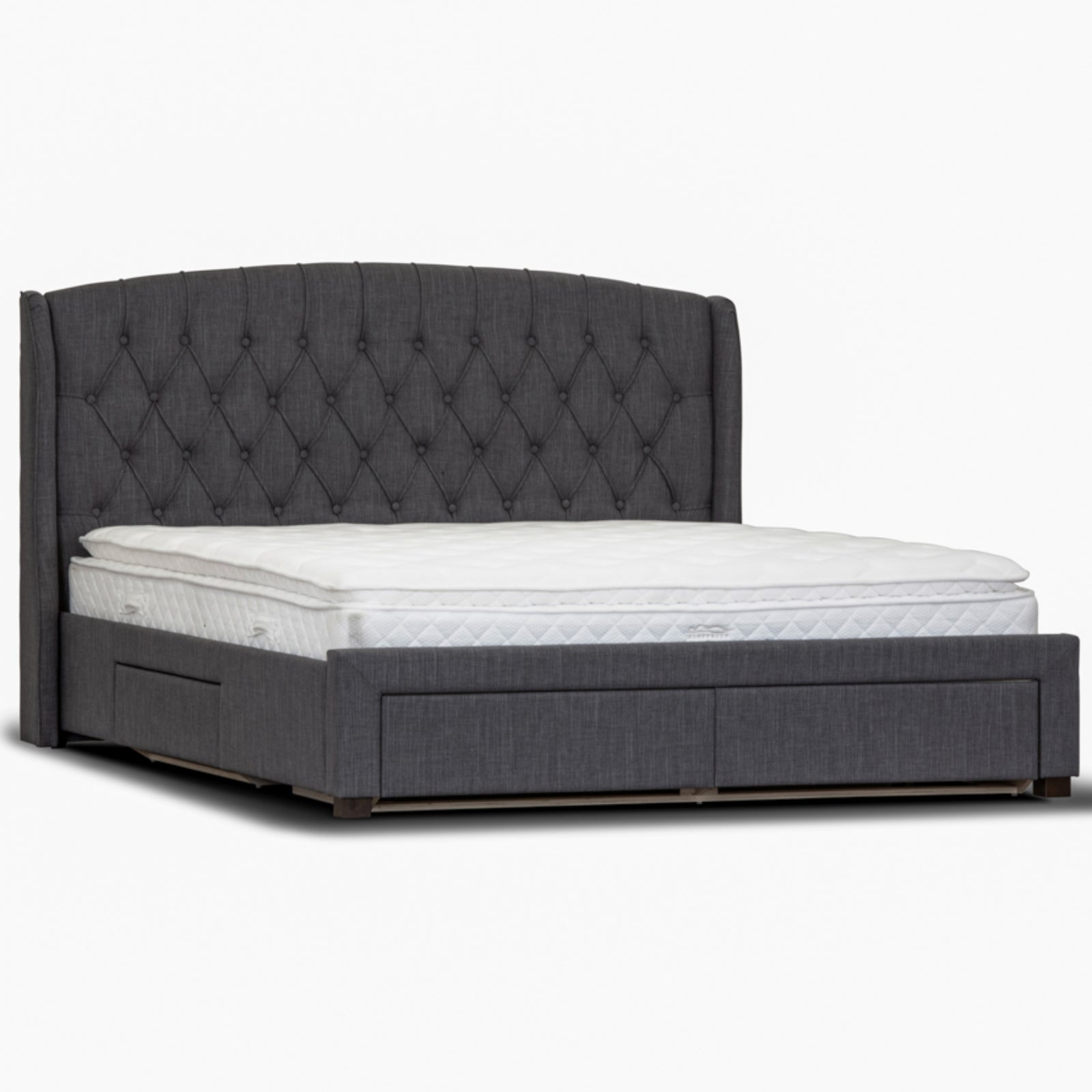 Honeydew King Size Bed Frame Timber Mattress Base With Storage Drawers - Grey-Furniture > Bedroom-PEROZ Accessories