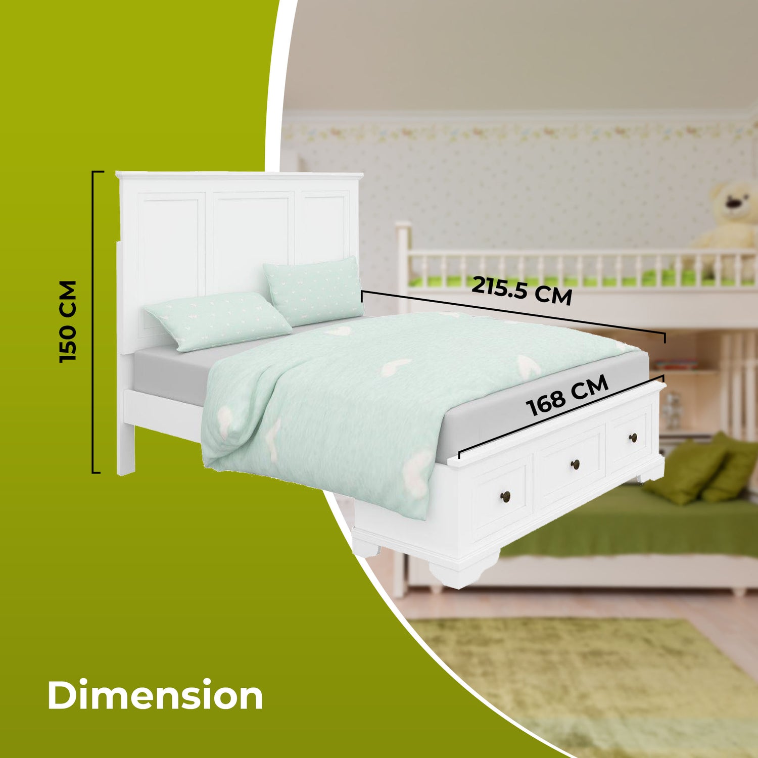 Celosia Queen Size Bed Frame Timber Mattress Base With Storage Drawers - White-Furniture > Bedroom-PEROZ Accessories