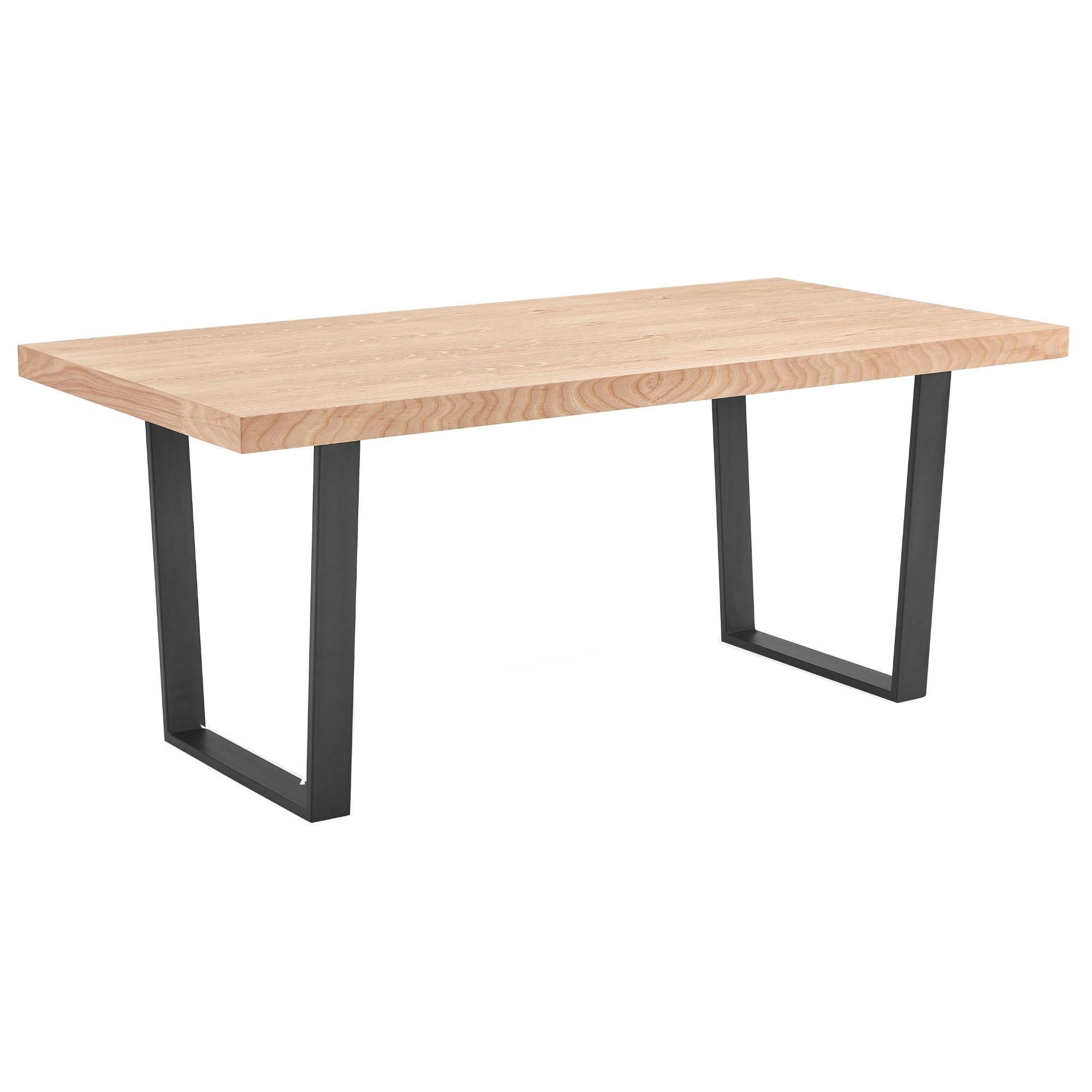 Petunia Dining Table 180cm Elm Timber Wood Black Metal Leg - Natural-Furniture > Dining-PEROZ Accessories
