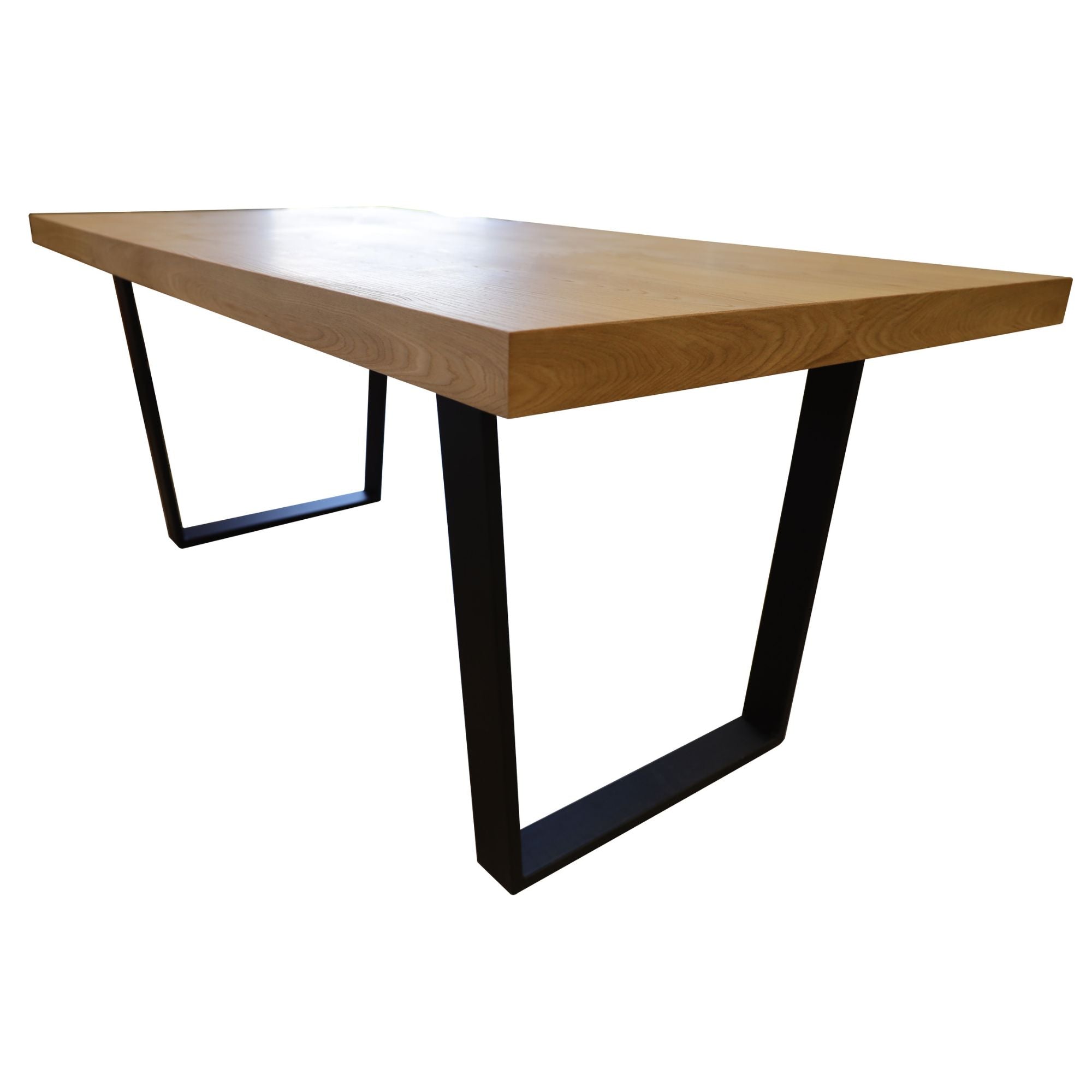 Petunia Dining Table 180cm Elm Timber Wood Black Metal Leg - Natural-Furniture > Dining-PEROZ Accessories