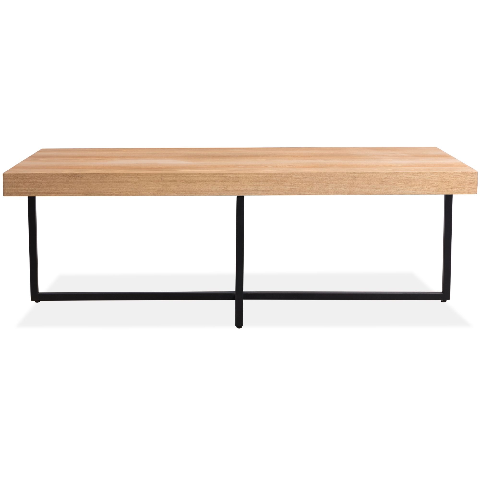 Petunia Coffee Table 120cm Elm Timber Wood Black Metal Leg - Natural-Furniture > Living Room-PEROZ Accessories