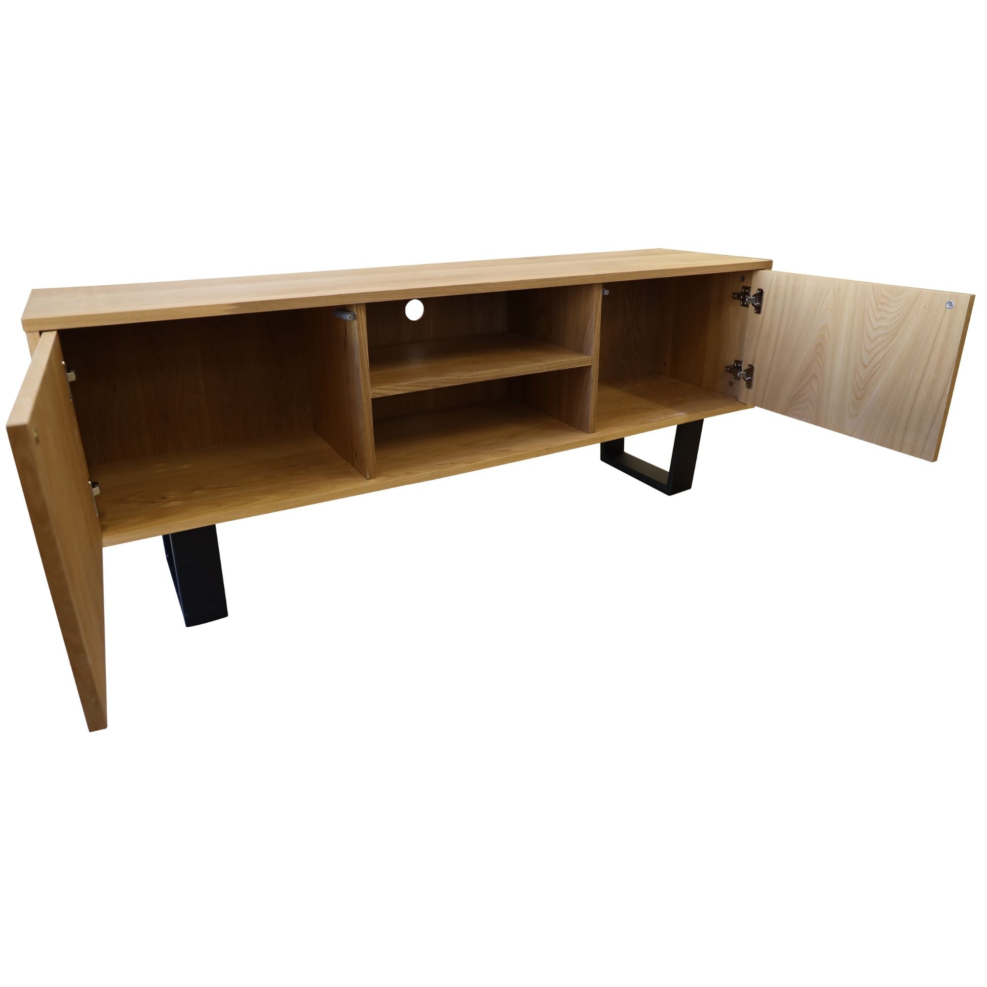 Petunia ETU Entertainment TV Unit 160cm Elm Timber Wood 2 Door - Natural-Entertainment Unit-PEROZ Accessories