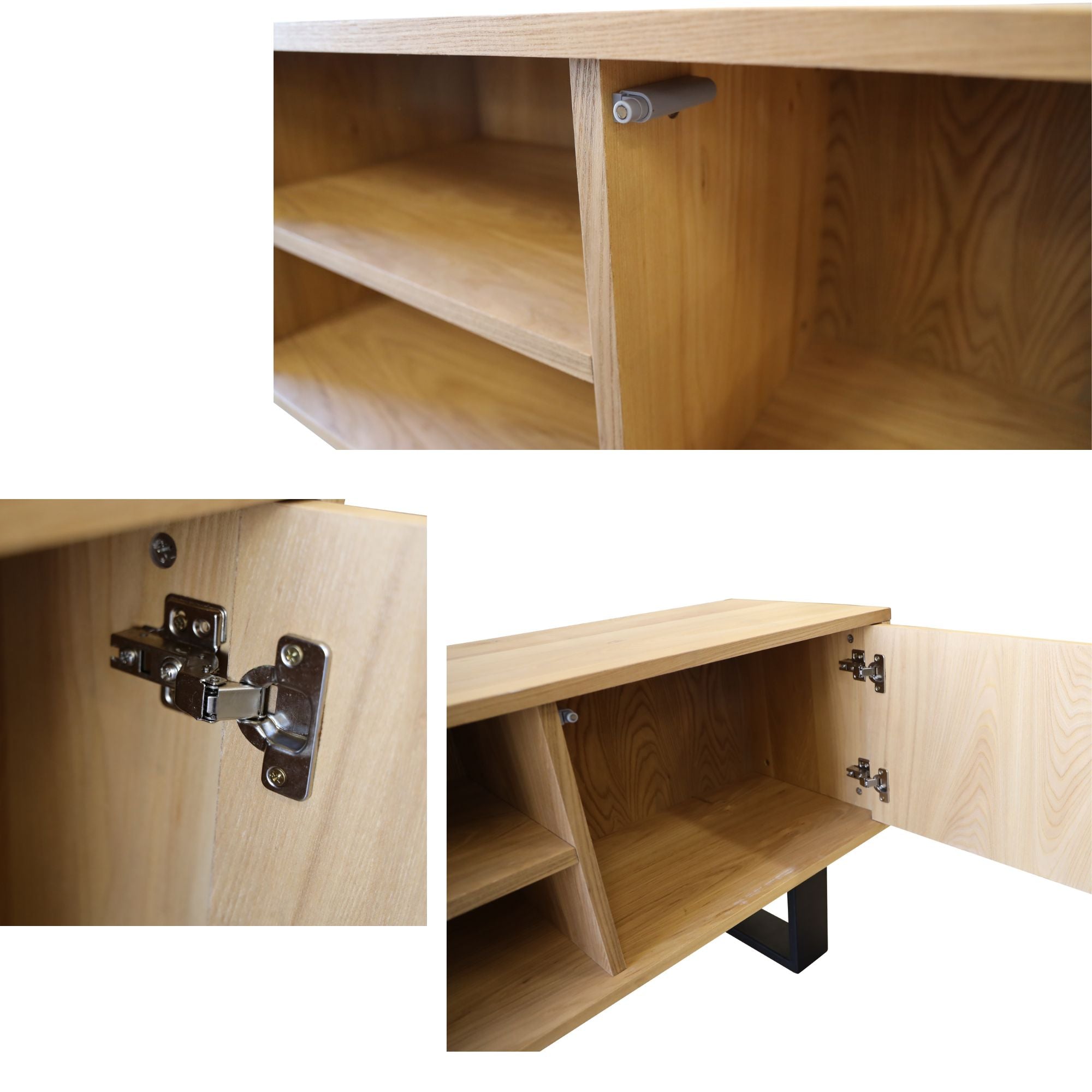 Petunia ETU Entertainment TV Unit 160cm Elm Timber Wood 2 Door - Natural-Entertainment Unit-PEROZ Accessories