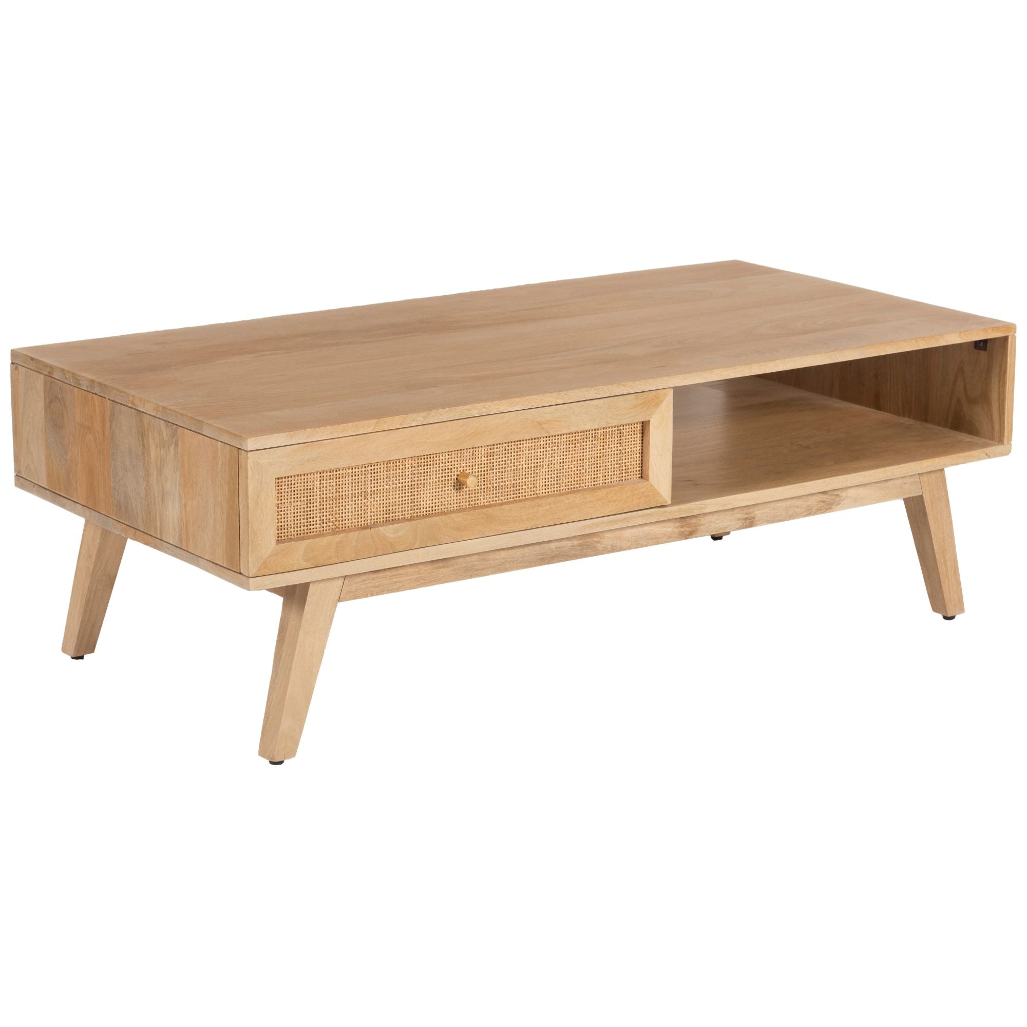 Olearia Coffee Table 120cm Solid Mango Timber Wood Rattan Furniture Natural-Furniture > Living Room-PEROZ Accessories