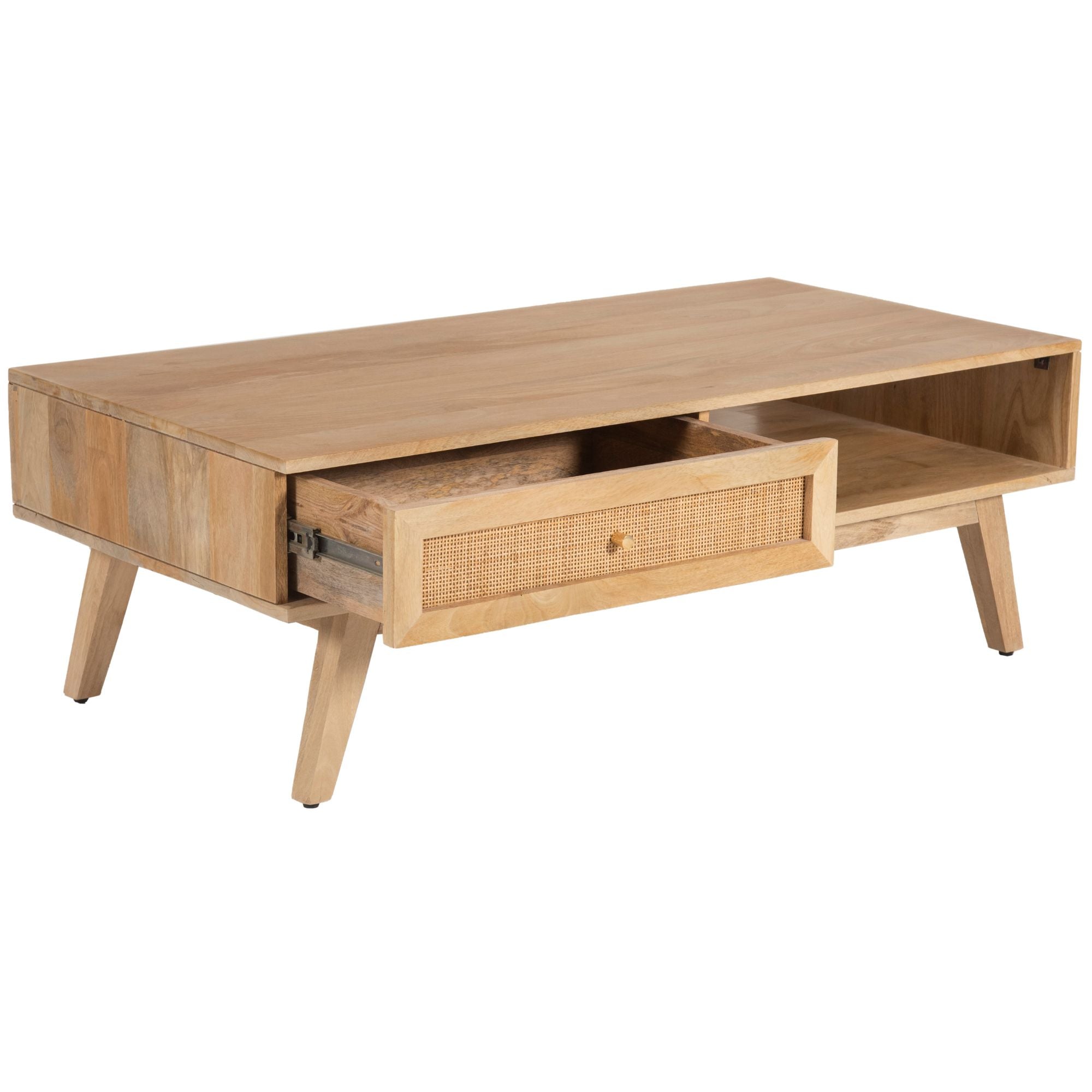 Olearia Coffee Table 120cm Solid Mango Timber Wood Rattan Furniture Natural-Furniture > Living Room-PEROZ Accessories
