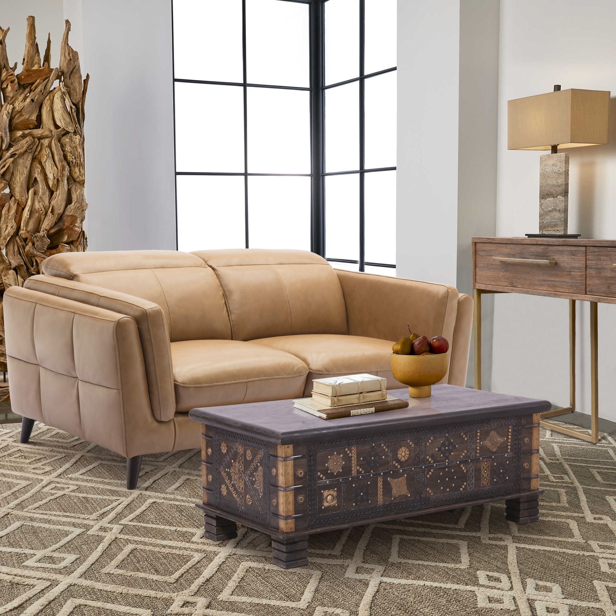 Onir Coffee Table Antique Handcrafted Solid Mango Wood Storage Trunk Chest Box-Furniture > Living Room-PEROZ Accessories