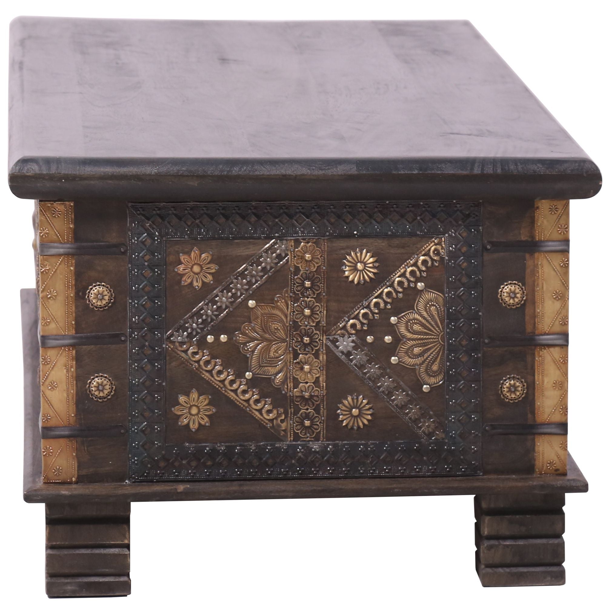 Onir Coffee Table Antique Handcrafted Solid Mango Wood Storage Trunk Chest Box-Furniture > Living Room-PEROZ Accessories