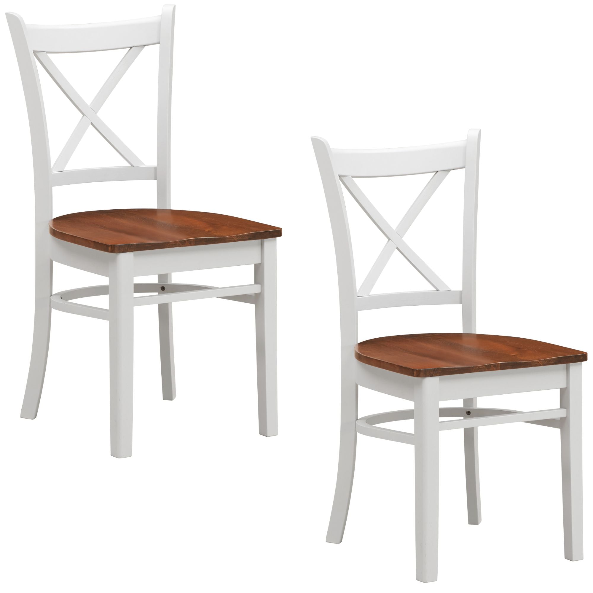 Lupin Dining Chair Set of 2 Crossback Solid Rubber Wood Furniture - White Oak-Furniture > Dining-PEROZ Accessories