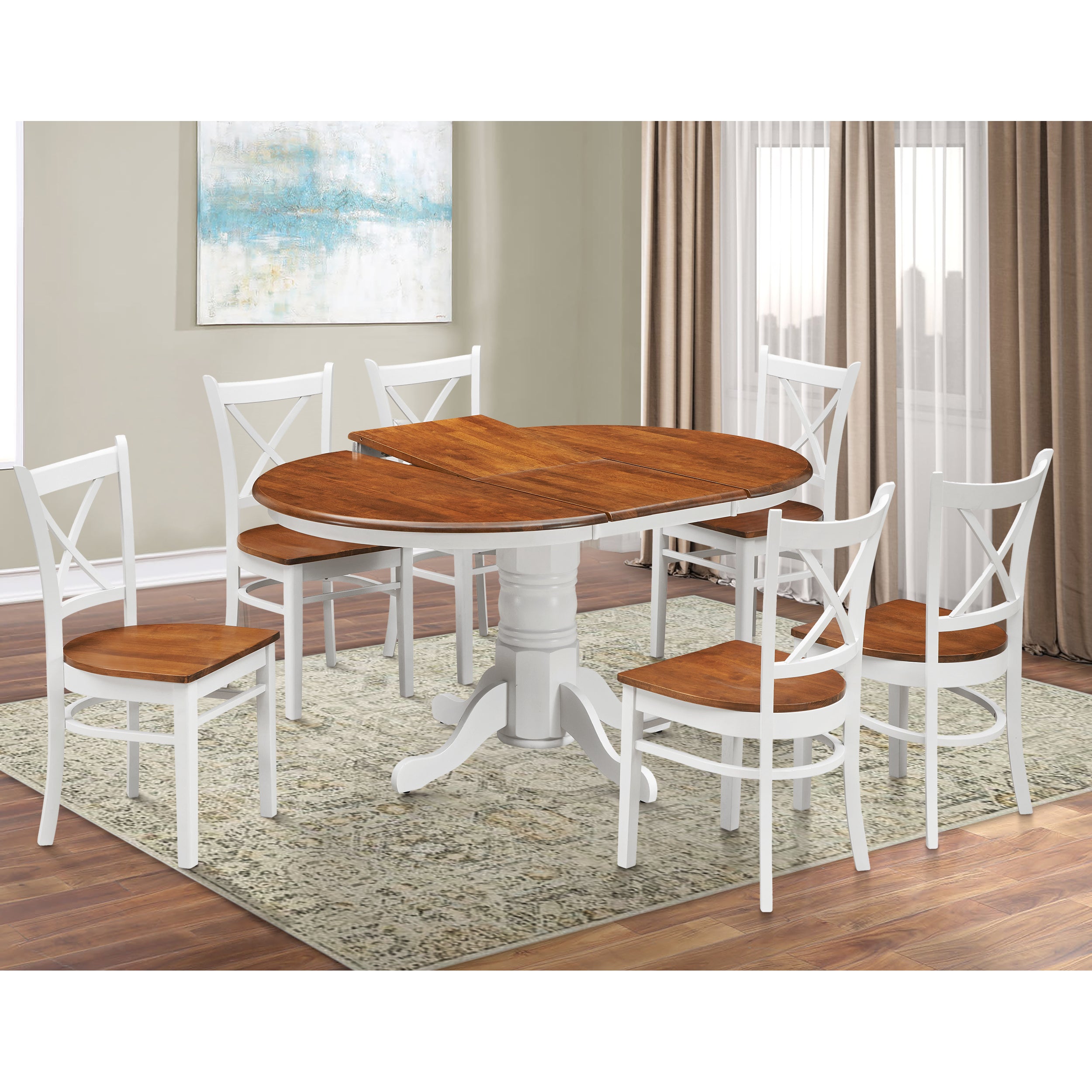 Lupin Dining Chair Set of 2 Crossback Solid Rubber Wood Furniture - White Oak-Furniture > Dining-PEROZ Accessories
