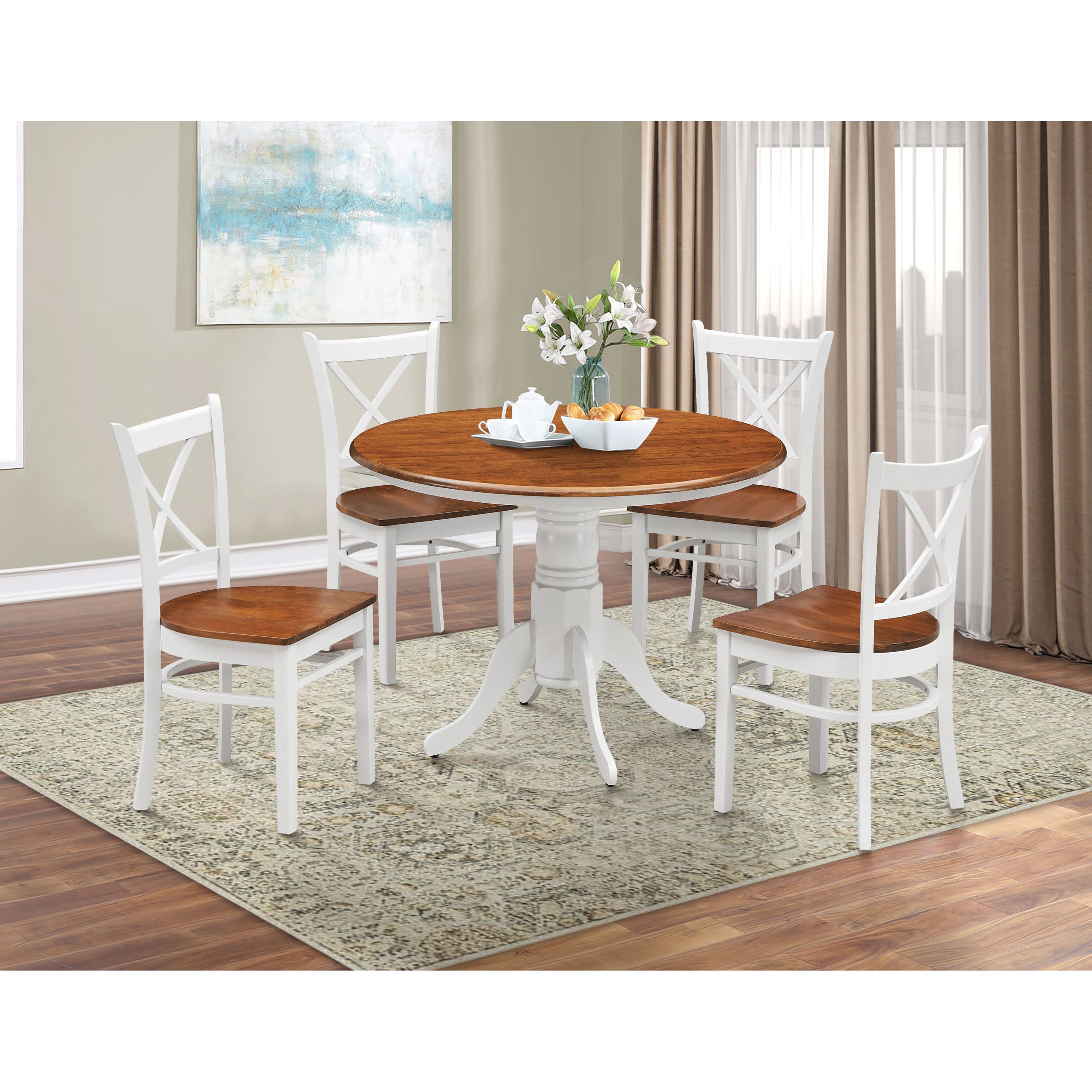 Lupin Dining Chair Set of 2 Crossback Solid Rubber Wood Furniture - White Oak-Furniture > Dining-PEROZ Accessories