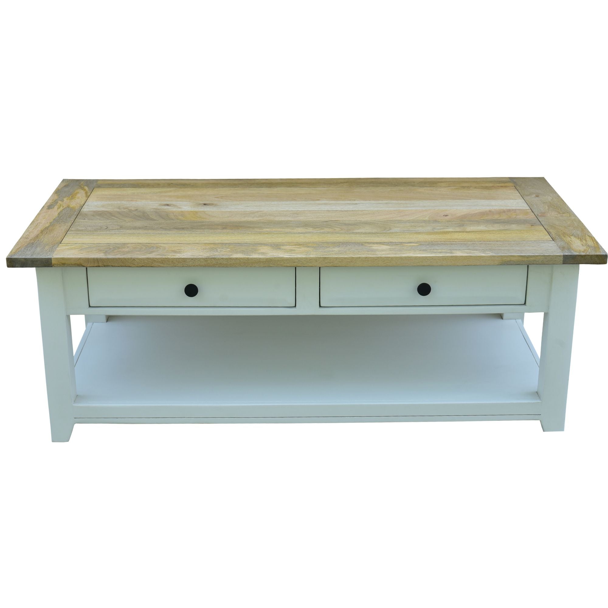 Lavasa Coffee Table 130cm 4 Drawers Solid Mango Wood Modern Farmhouse Furniture-Furniture > Living Room-PEROZ Accessories