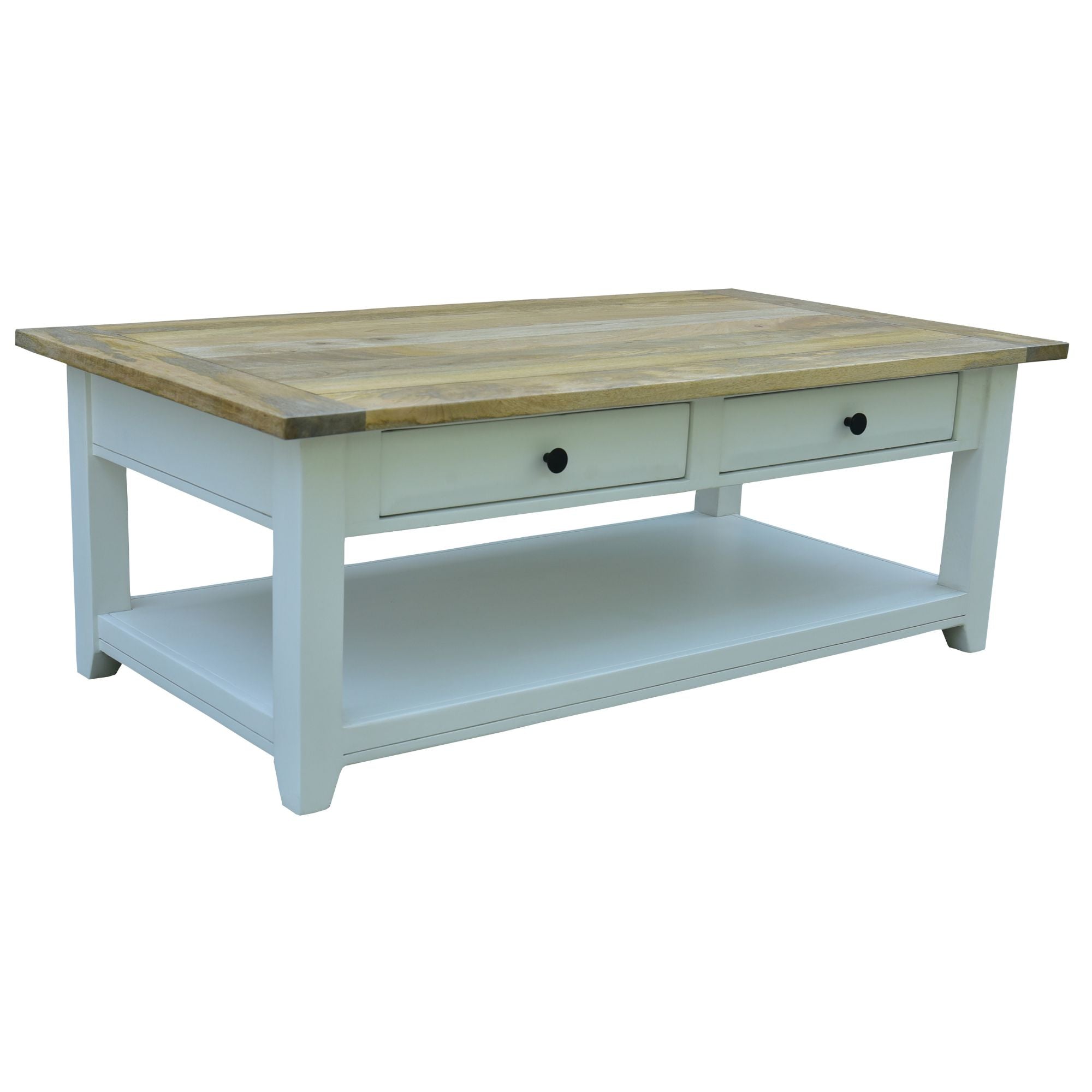 Lavasa Coffee Table 130cm 4 Drawers Solid Mango Wood Modern Farmhouse Furniture-Furniture > Living Room-PEROZ Accessories
