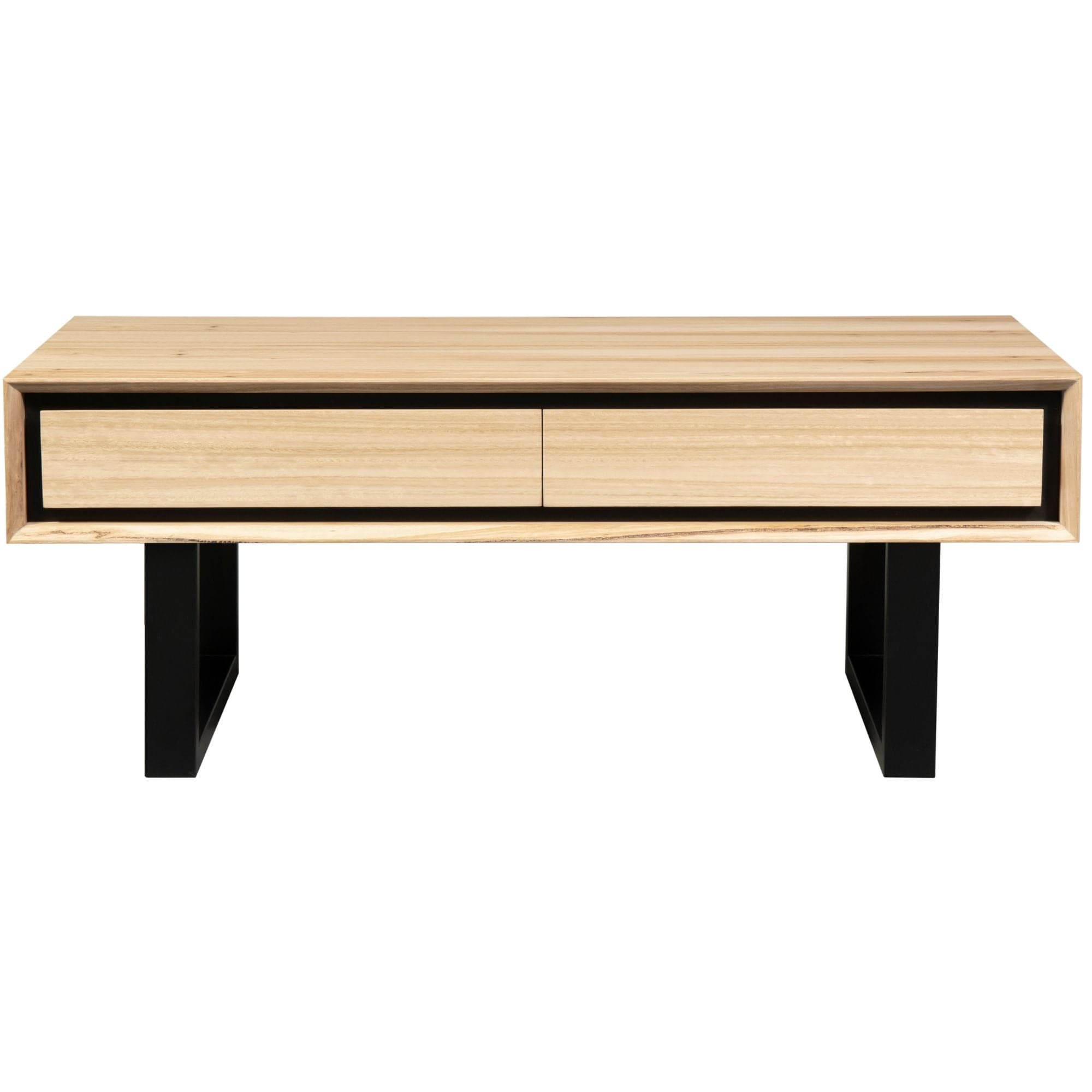 Aconite Coffee Table 120cm 2 Drawers Solid Messmate Timber Wood - Natural-Furniture > Living Room-PEROZ Accessories
