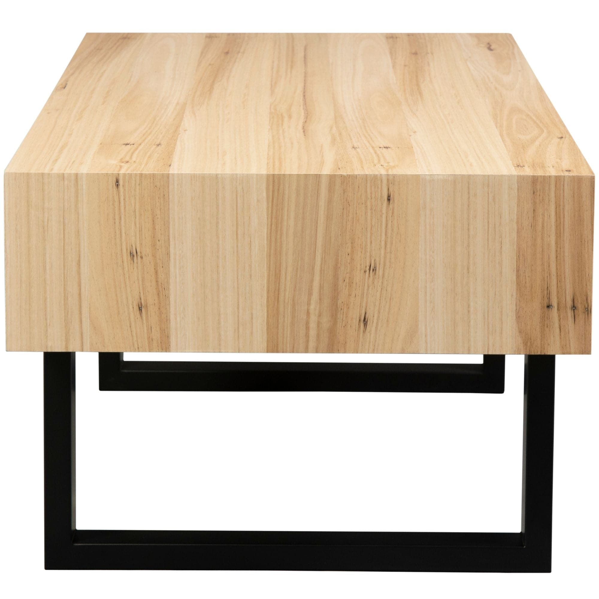Aconite Coffee Table 120cm 2 Drawers Solid Messmate Timber Wood - Natural-Furniture > Living Room-PEROZ Accessories