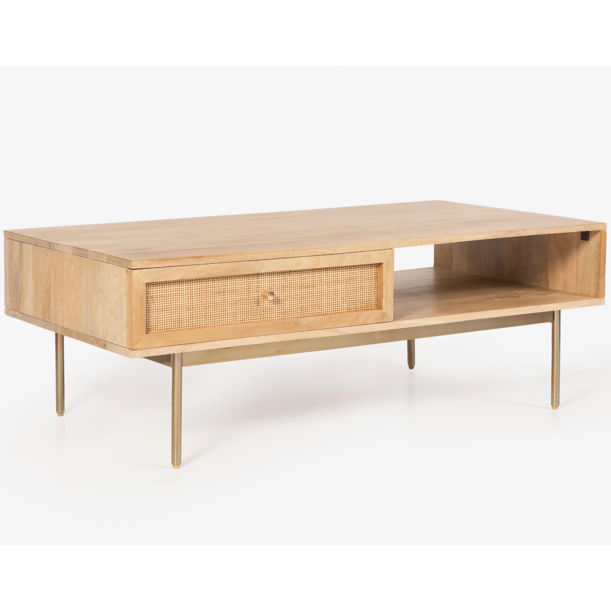 Martina Coffee Table 115cm Solid Mango Timber Wood Rattan Furniture-Furniture > Living Room-PEROZ Accessories