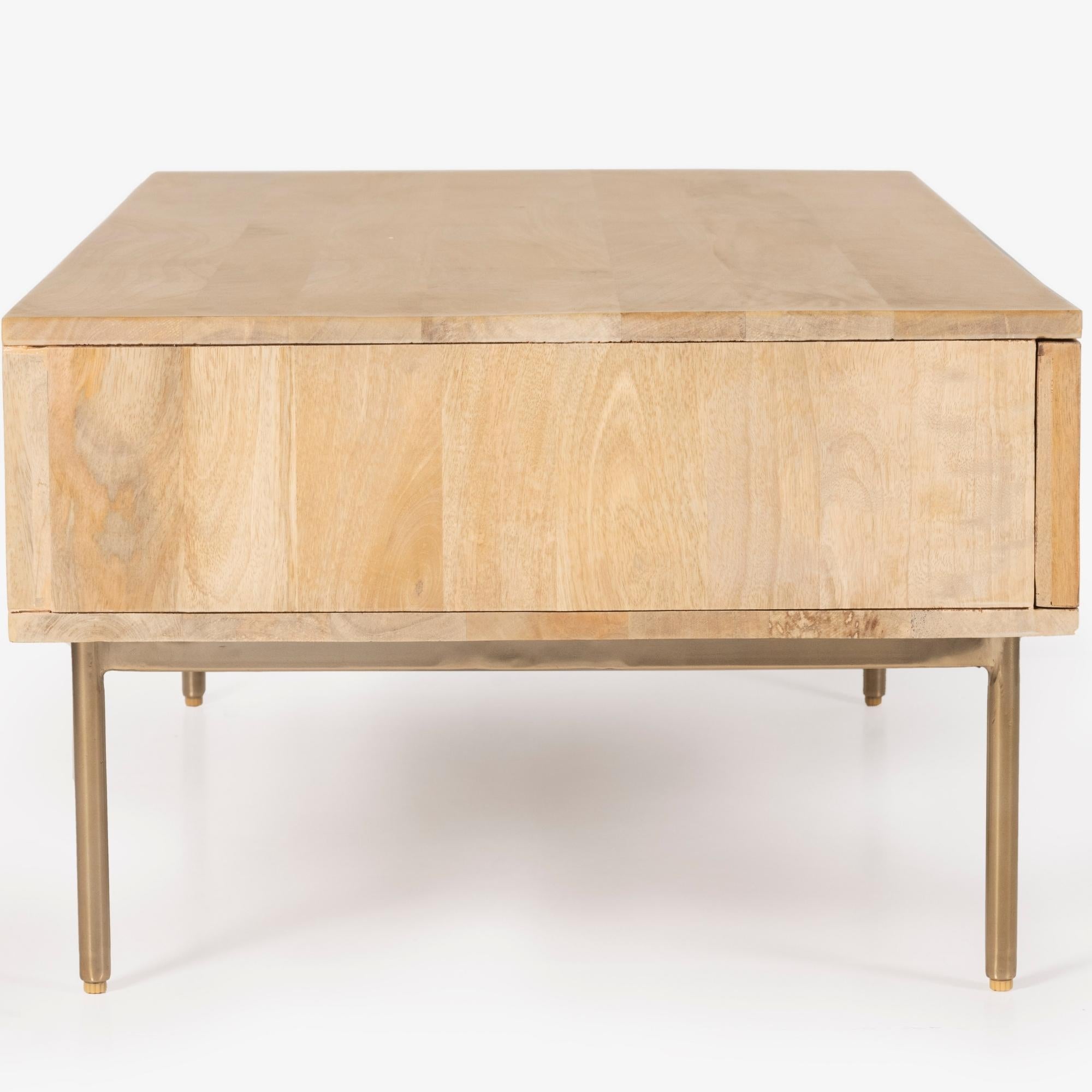 Martina Coffee Table 115cm Solid Mango Timber Wood Rattan Furniture-Furniture > Living Room-PEROZ Accessories