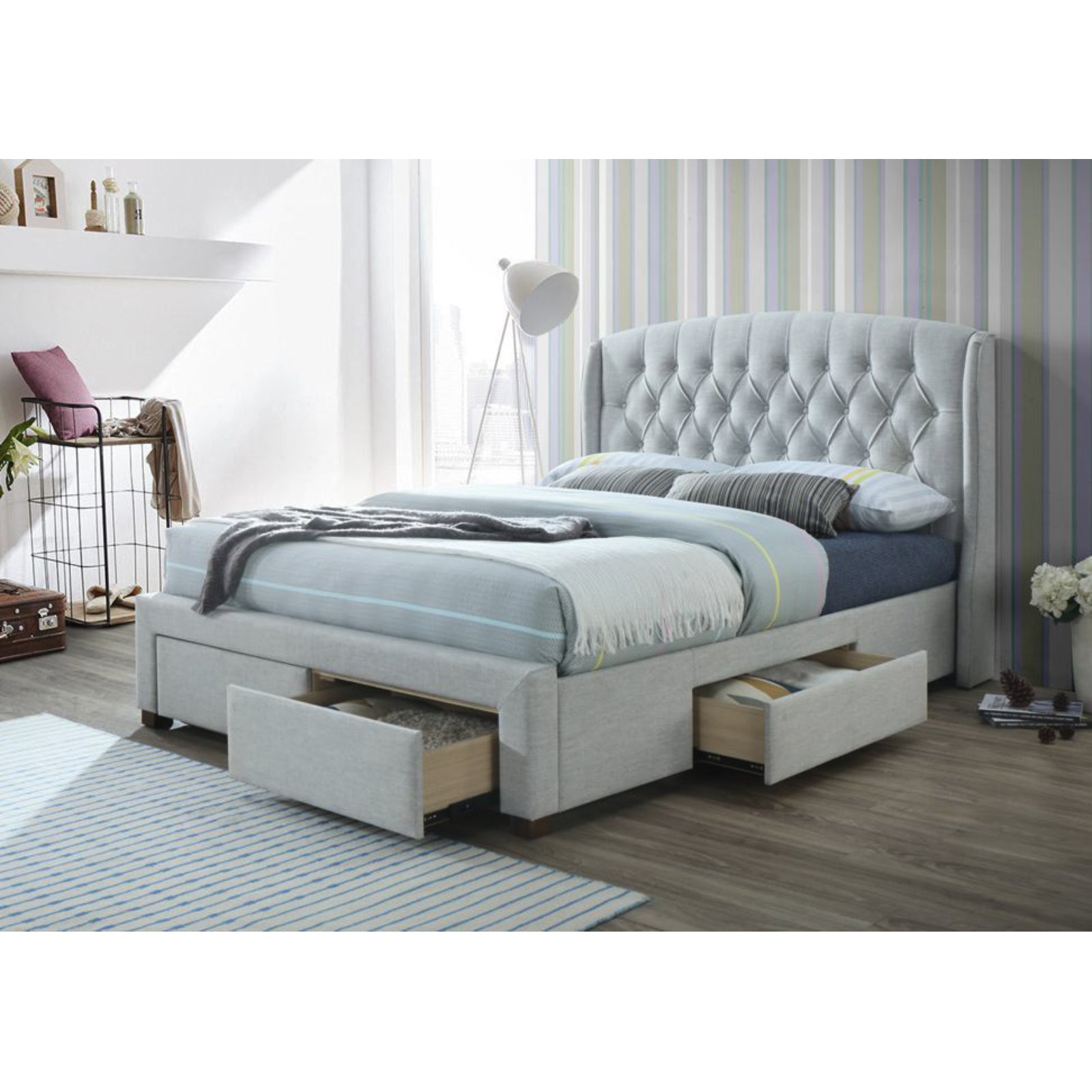 Honeydew Double Size Bed Frame Timber Mattress Base With Storage Drawers - Beige-Furniture > Bedroom-PEROZ Accessories
