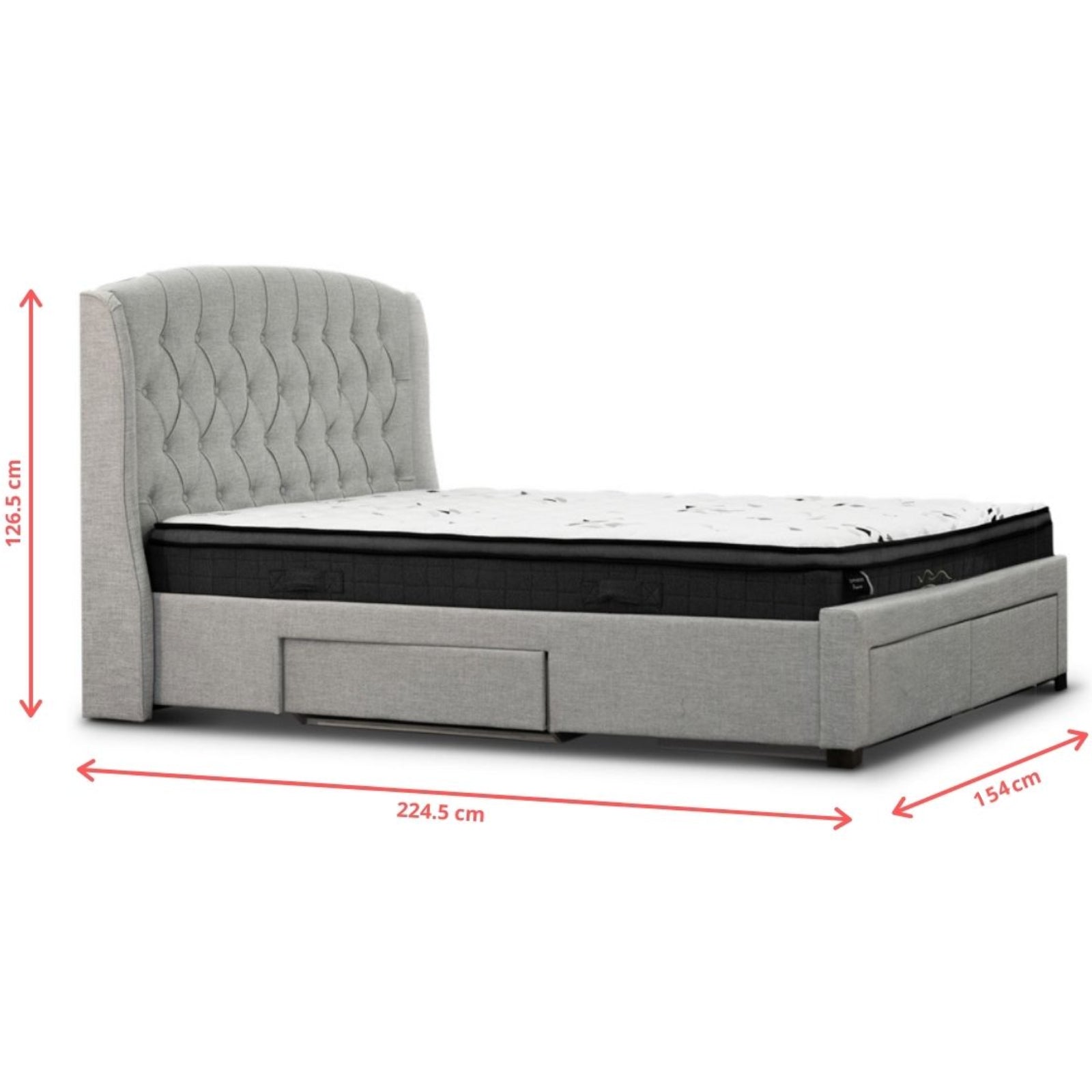 Honeydew Double Size Bed Frame Timber Mattress Base With Storage Drawers - Beige-Furniture > Bedroom-PEROZ Accessories