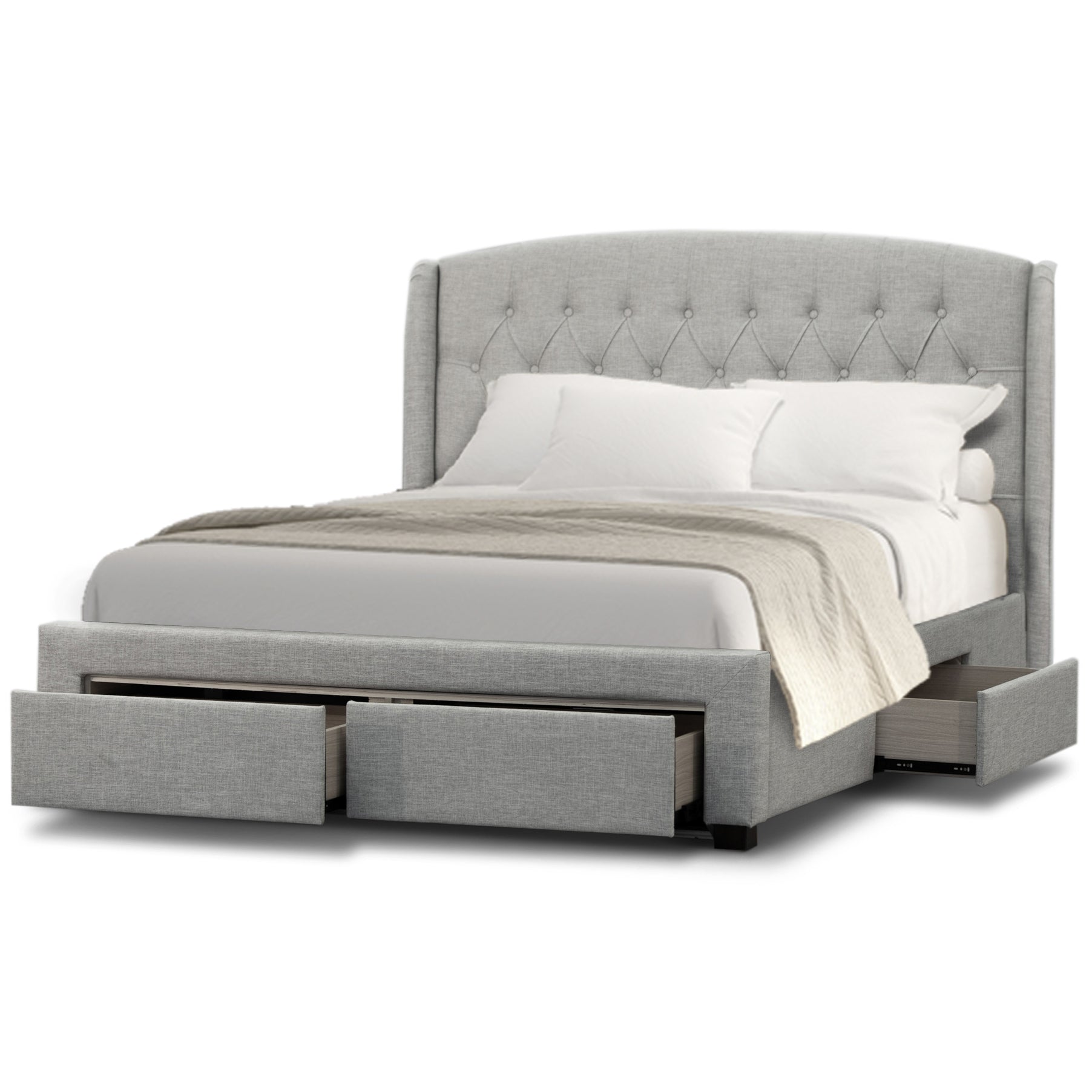 Honeydew Double Size Bed Frame Timber Mattress Base With Storage Drawers - Beige-Furniture > Bedroom-PEROZ Accessories