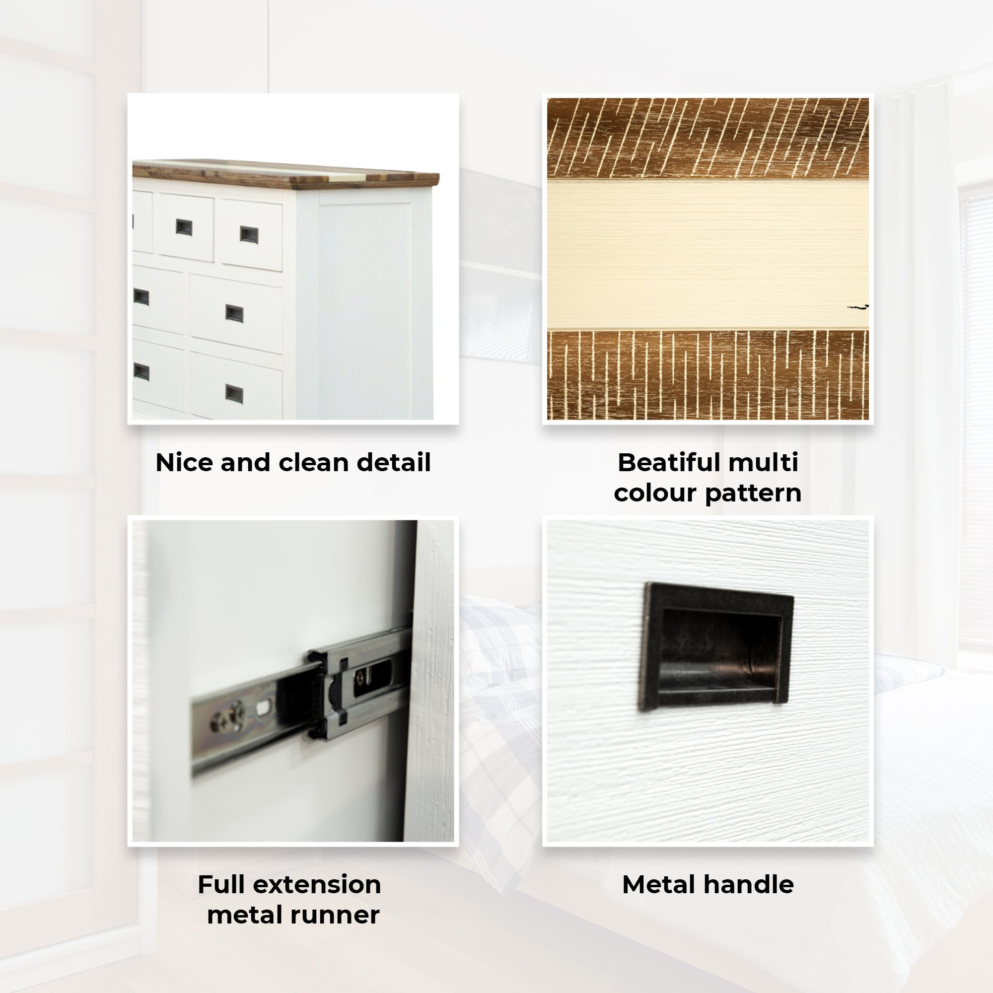 Orville Dresser Mirror 7 Chest of Drawers Tallboy Storage Cabinet - Multi Color-Furniture > Bedroom-PEROZ Accessories