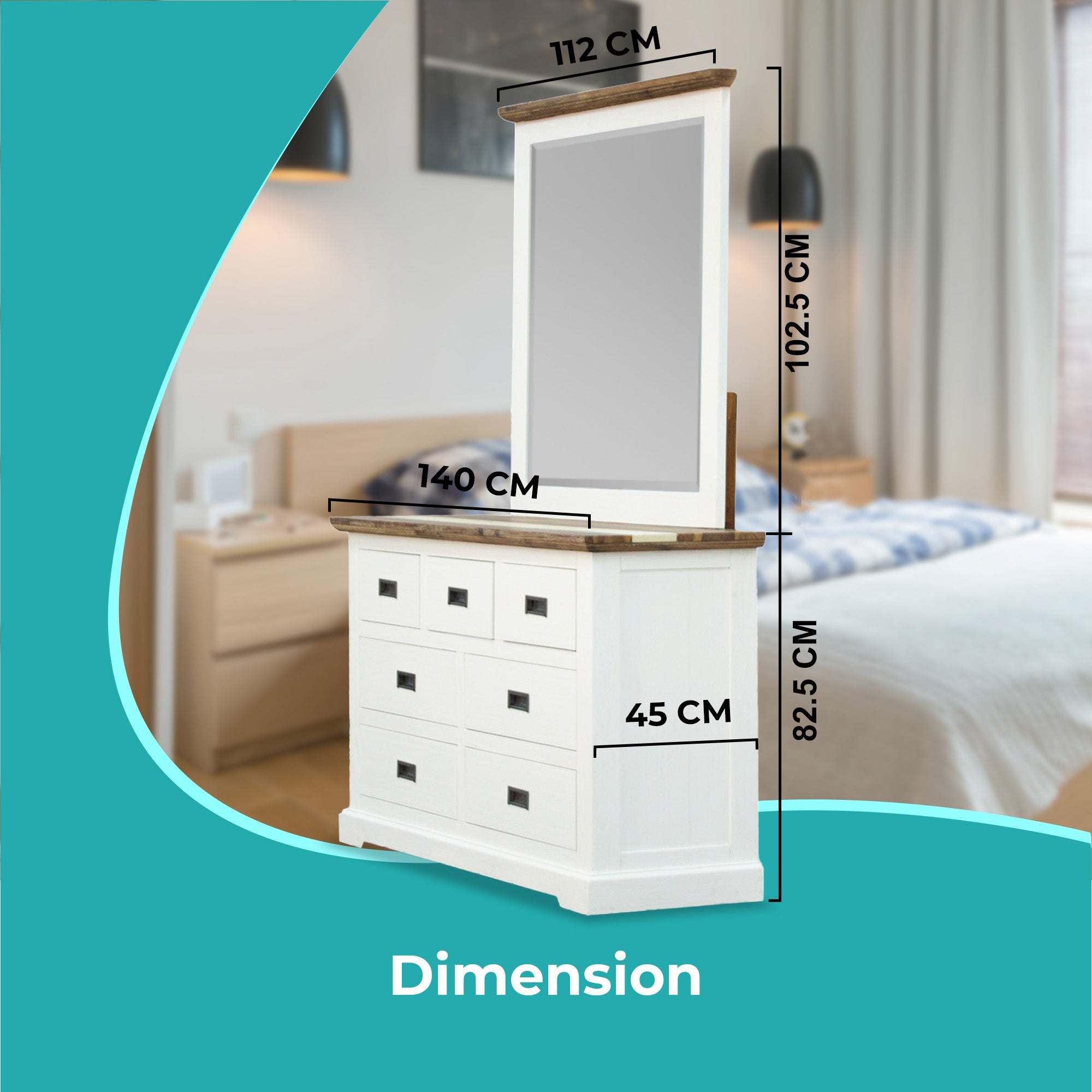 Orville Dresser Mirror 7 Chest of Drawers Tallboy Storage Cabinet - Multi Color-Furniture > Bedroom-PEROZ Accessories