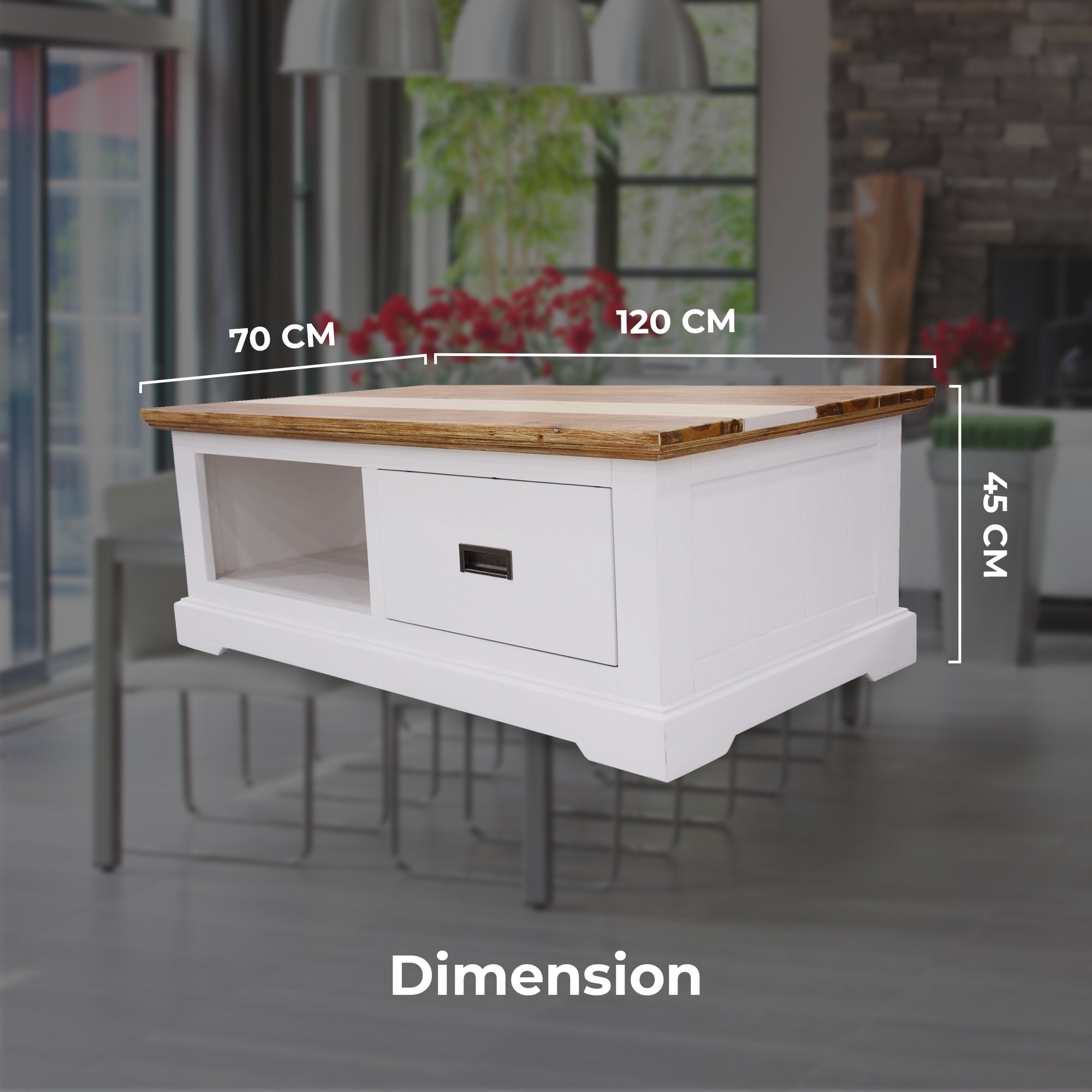 Orville Coffee Table 120cm 1 Drawer Solid Acacia Timber Wood - Multi Color-Furniture > Living Room-PEROZ Accessories
