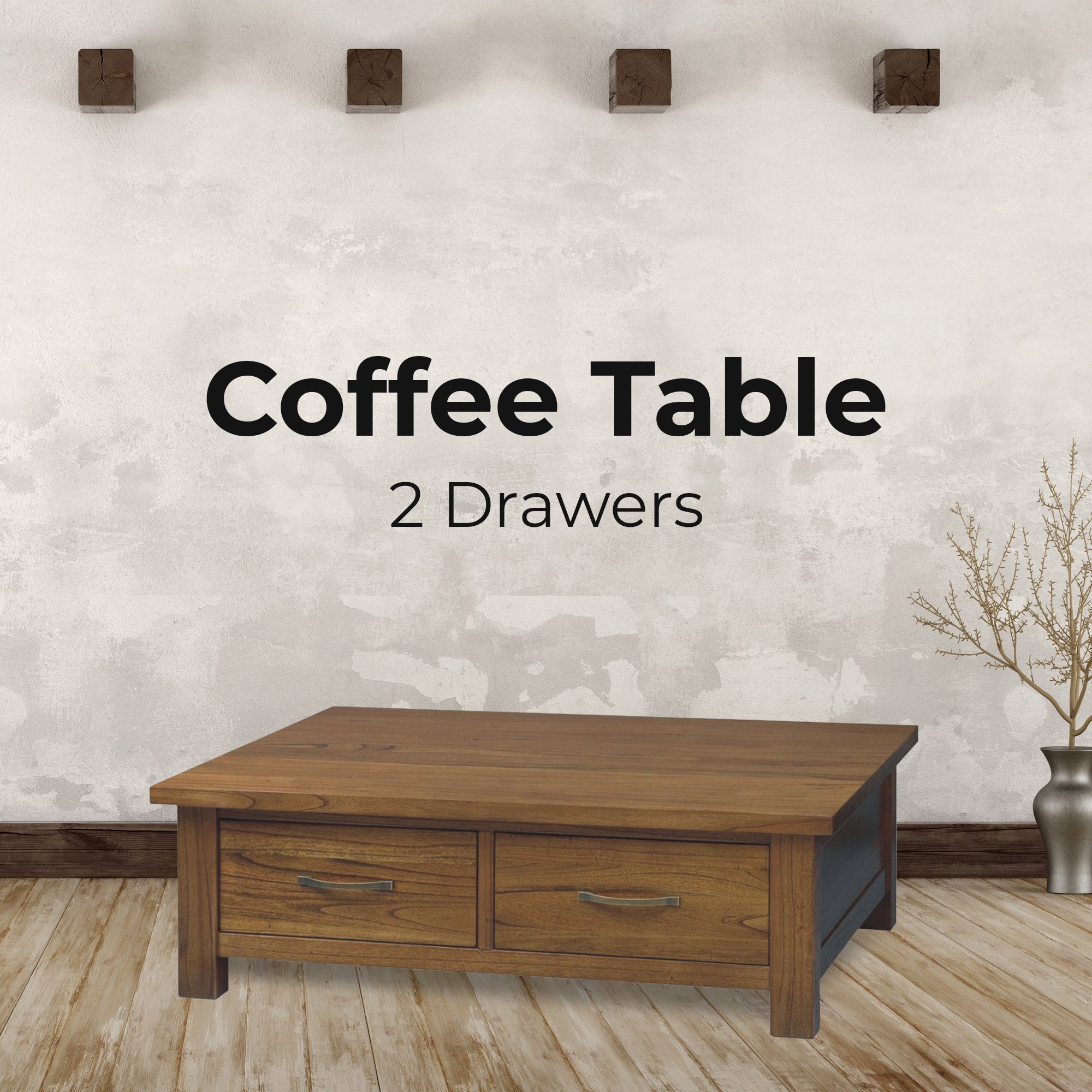 Birdsville Coffee Table 120cm 2 Drawer Solid Mt Ash Timber Wood - Brown-Furniture > Living Room-PEROZ Accessories